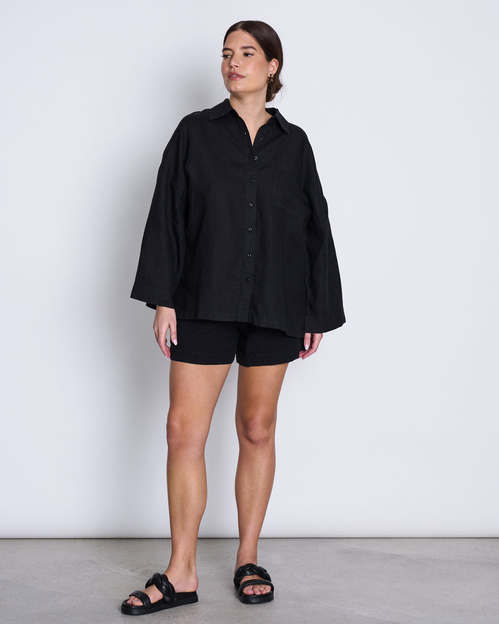 LINEN SHIRT MONS BLACK Blouses jan-n-june 1