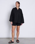 LINEN SHIRT MONS BLACK Blouses jan-n-june 1