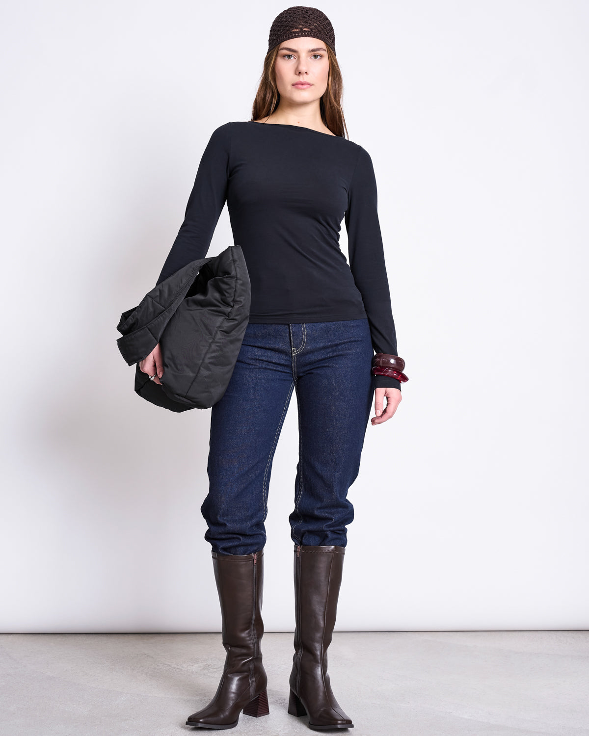 BOAT NECK LONGSLEEVE JURI BLACK GOTS Longsleeve jan-n-june 2