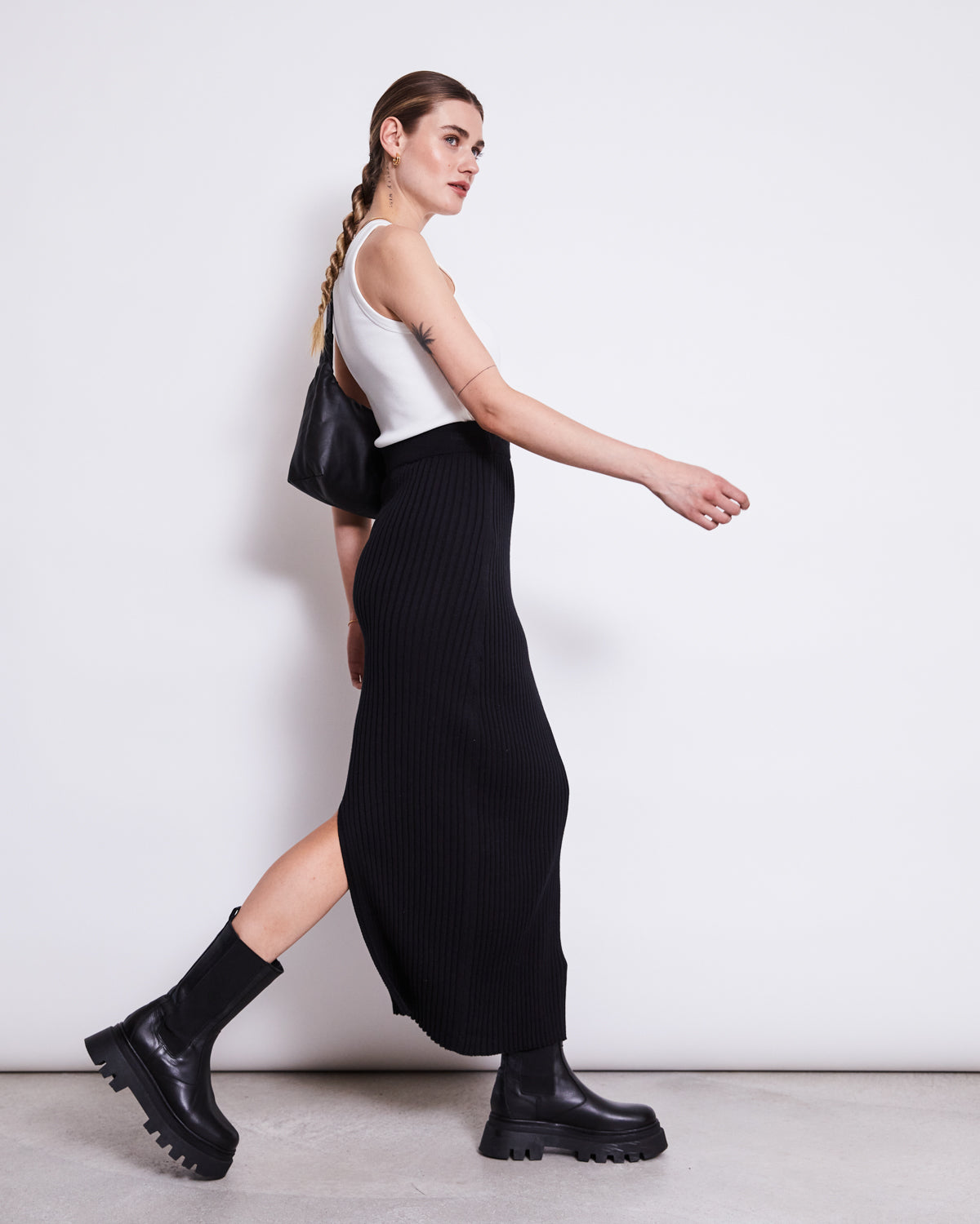 MIDI KNIT SKIRT EBBA BLACK GOTS Midi Skirt jan-n-june 3