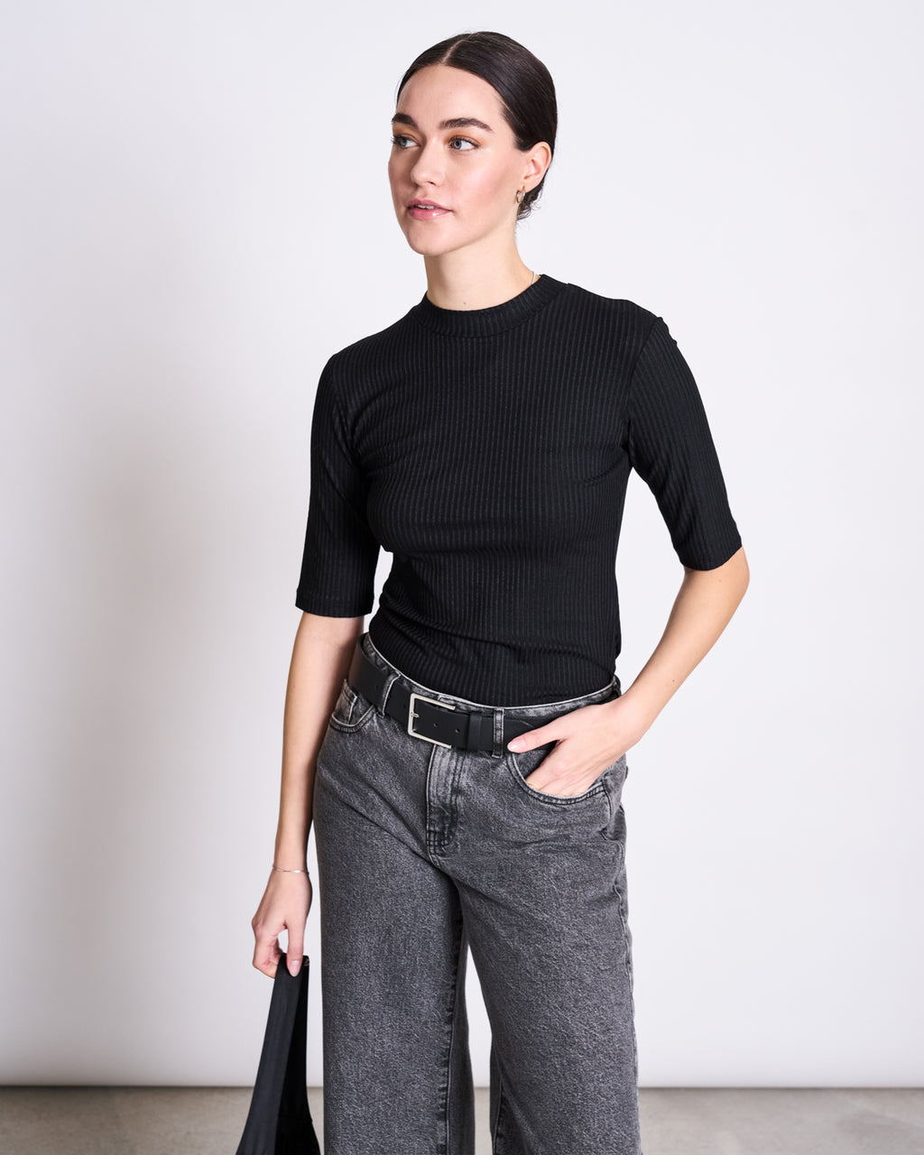 TENCEL™ LYOCELL RIB T-SHIRT NINA BLACK t-shirt jan-n-june 4