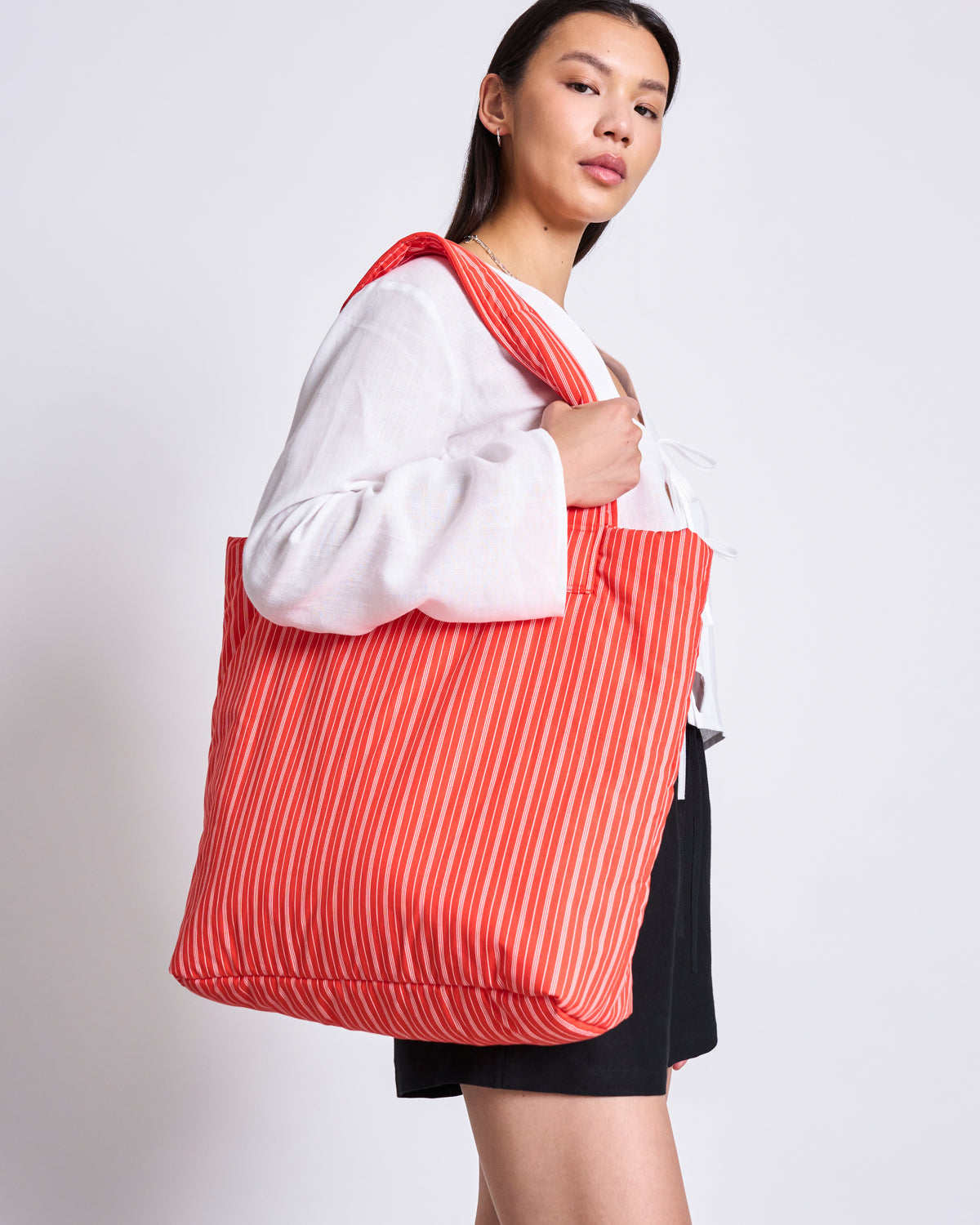 PADDED SHOPPER SMOL CHERRY RED WHITE STRIPED Accessories jan-n-june 1