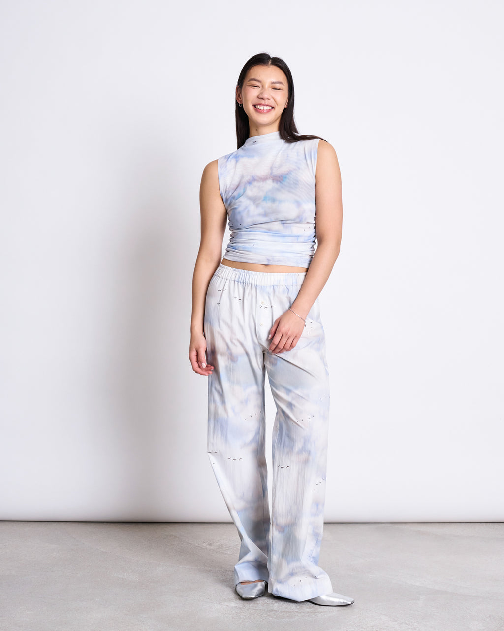 RUFFLE TOP LAGUNA CLOUD PRINT Tops jan-n-june 1