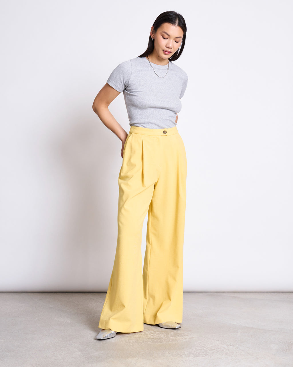PLEATED WIDE PANTS NIVA BUTTERCUP Pants jan-n-june 1