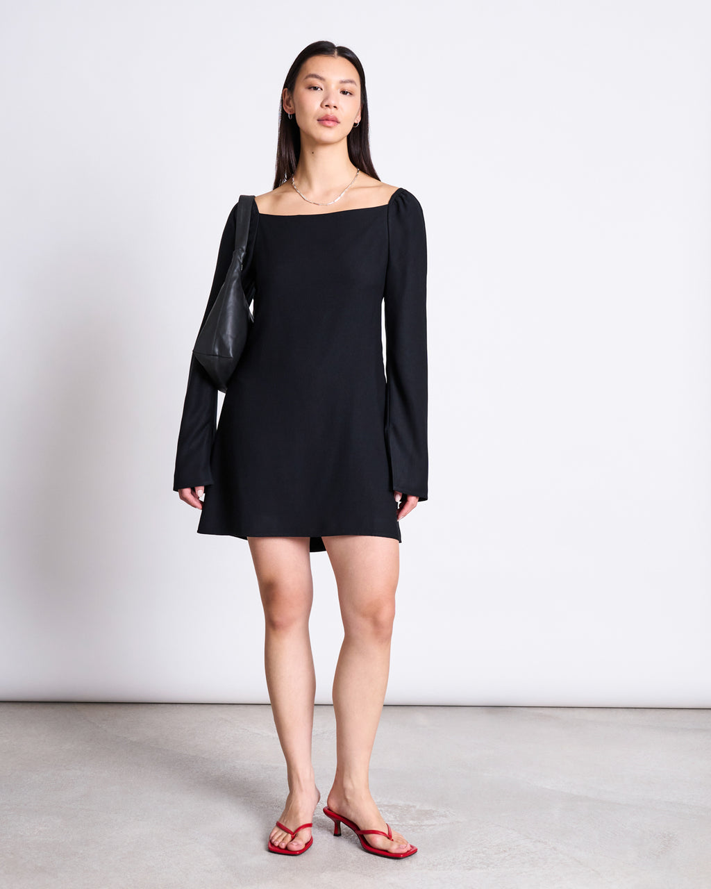 SQUARE NECK MINI DRESS GLAD BLACK Dresses jan-n-june 1