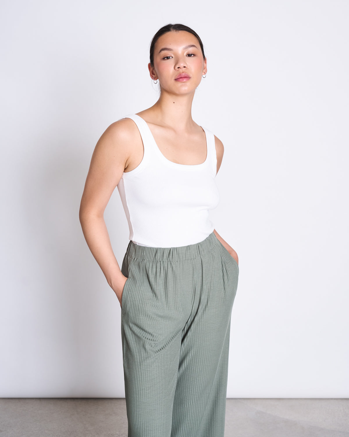 TENCEL™ LYOCELL RIB PANTS SMILLA SEA SPRAY pants jan-n-june 4
