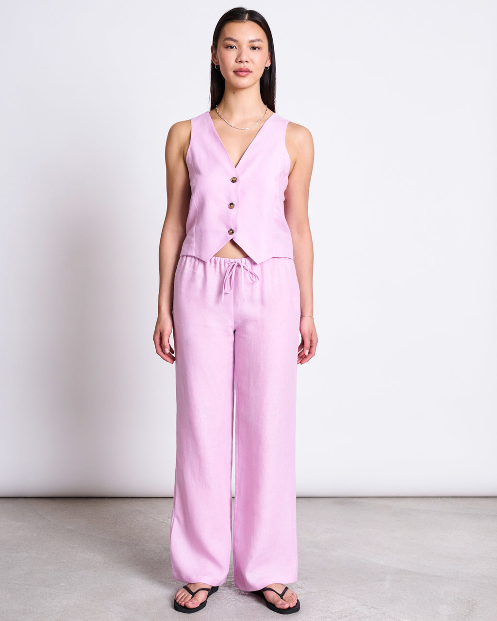 LINEN VEST HVIDE LIGHT ORCHID Tops jan-n-june 3