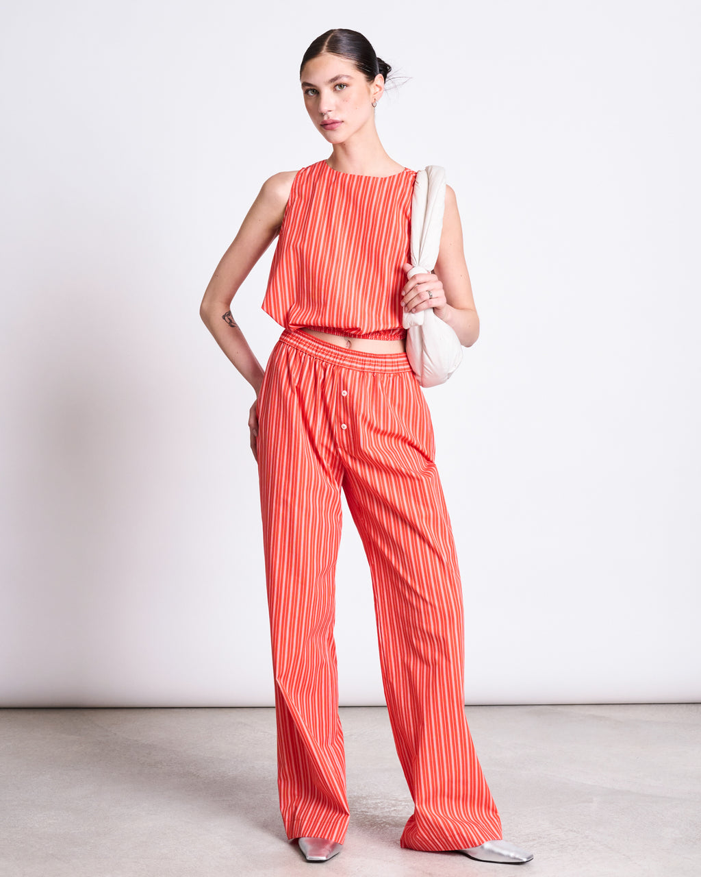 COTTON PANTS SOBY CHERRY RED WHITE STRIPED GOTS Pants jan-n-june 5