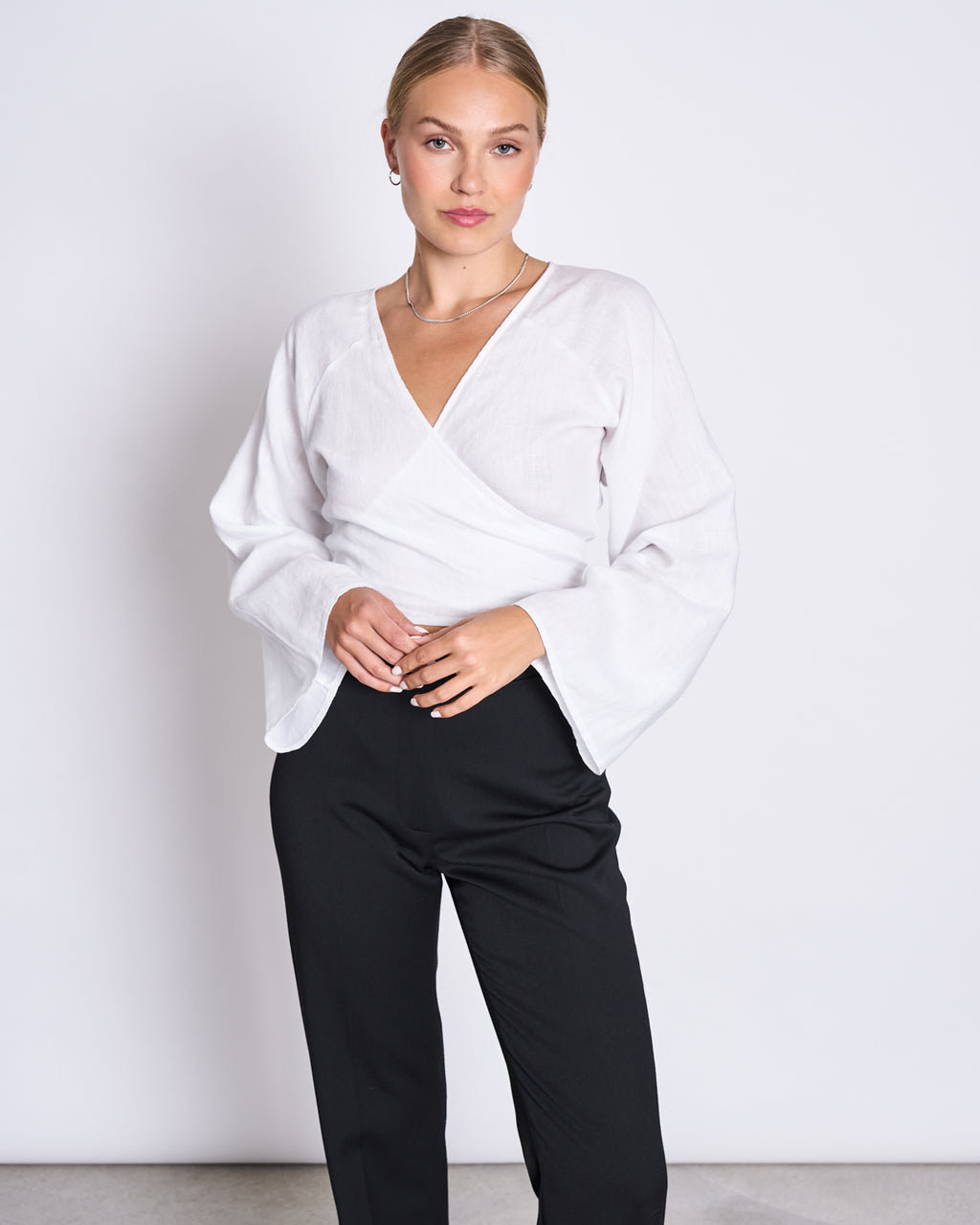 LINEN WRAP BLOUSE RORA WHITE blouse jan-n-june 5