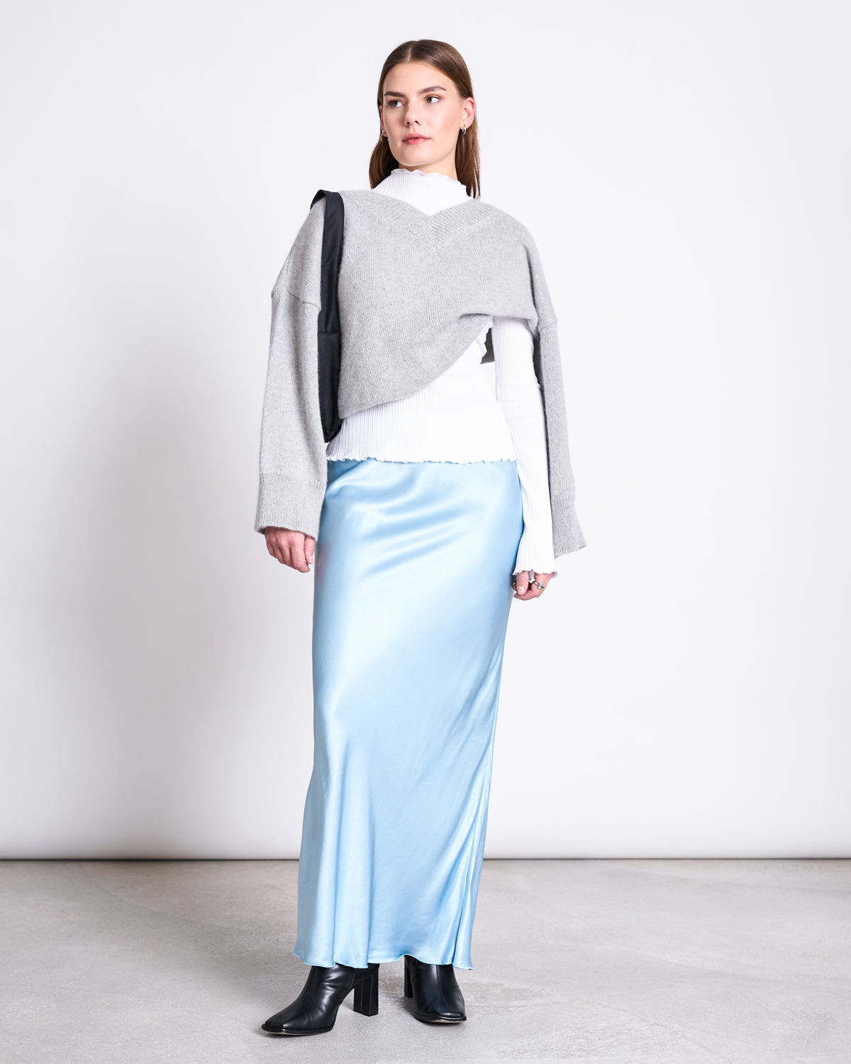 MAXI SATIN SKIRT SERIN RETRO BLUE Skirt jan-n-june 1