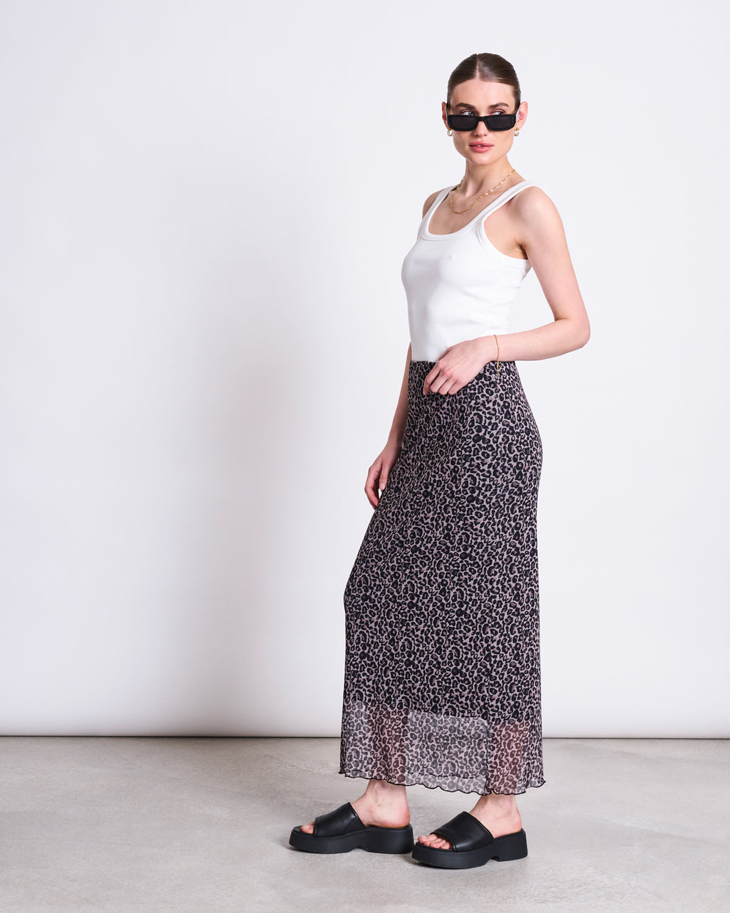 MESH MAXI SKIRT SMUK LEO PRINT Skirts jan-n-june 2