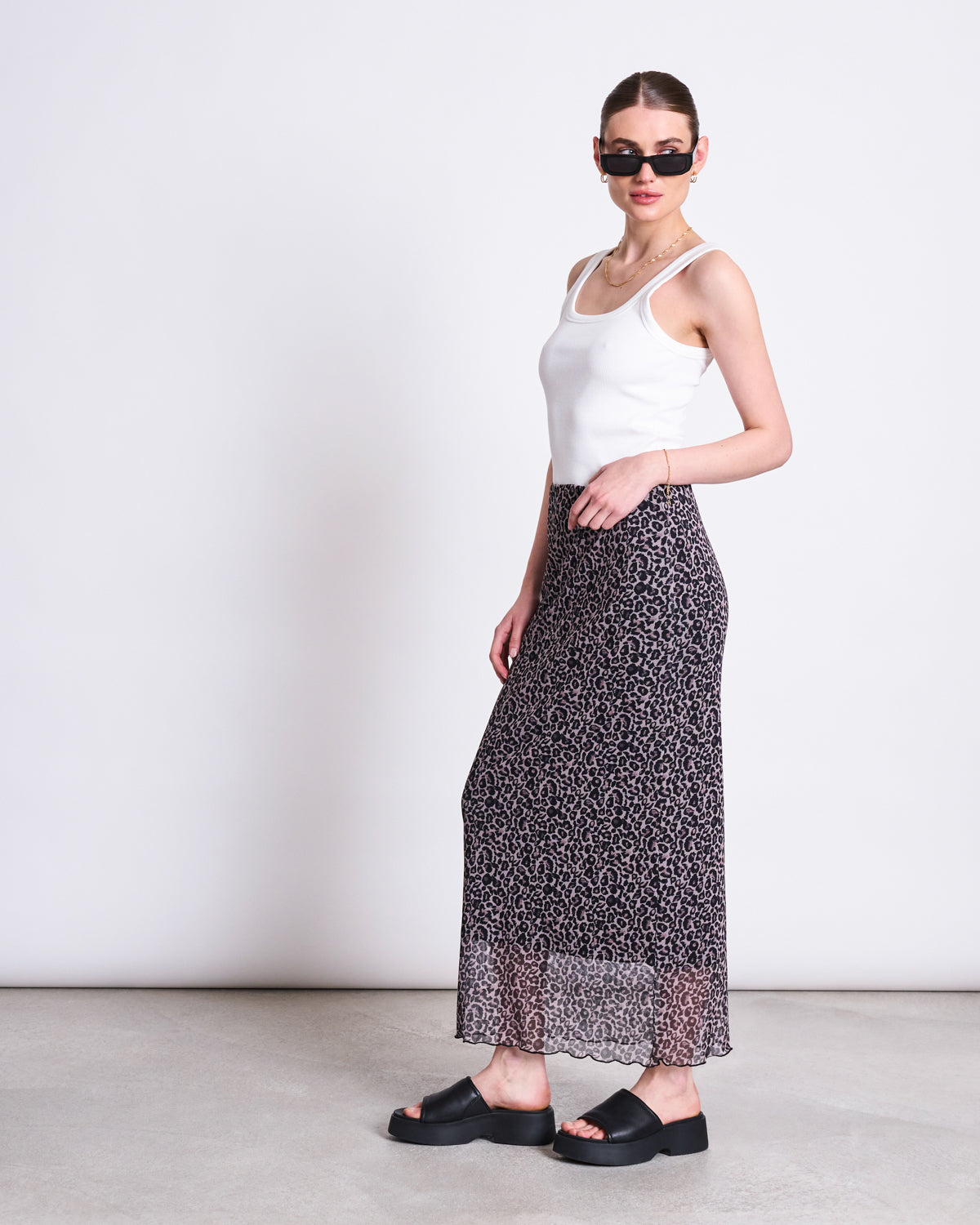 MESH MAXI SKIRT SMUK LEO PRINT Skirts jan-n-june 2