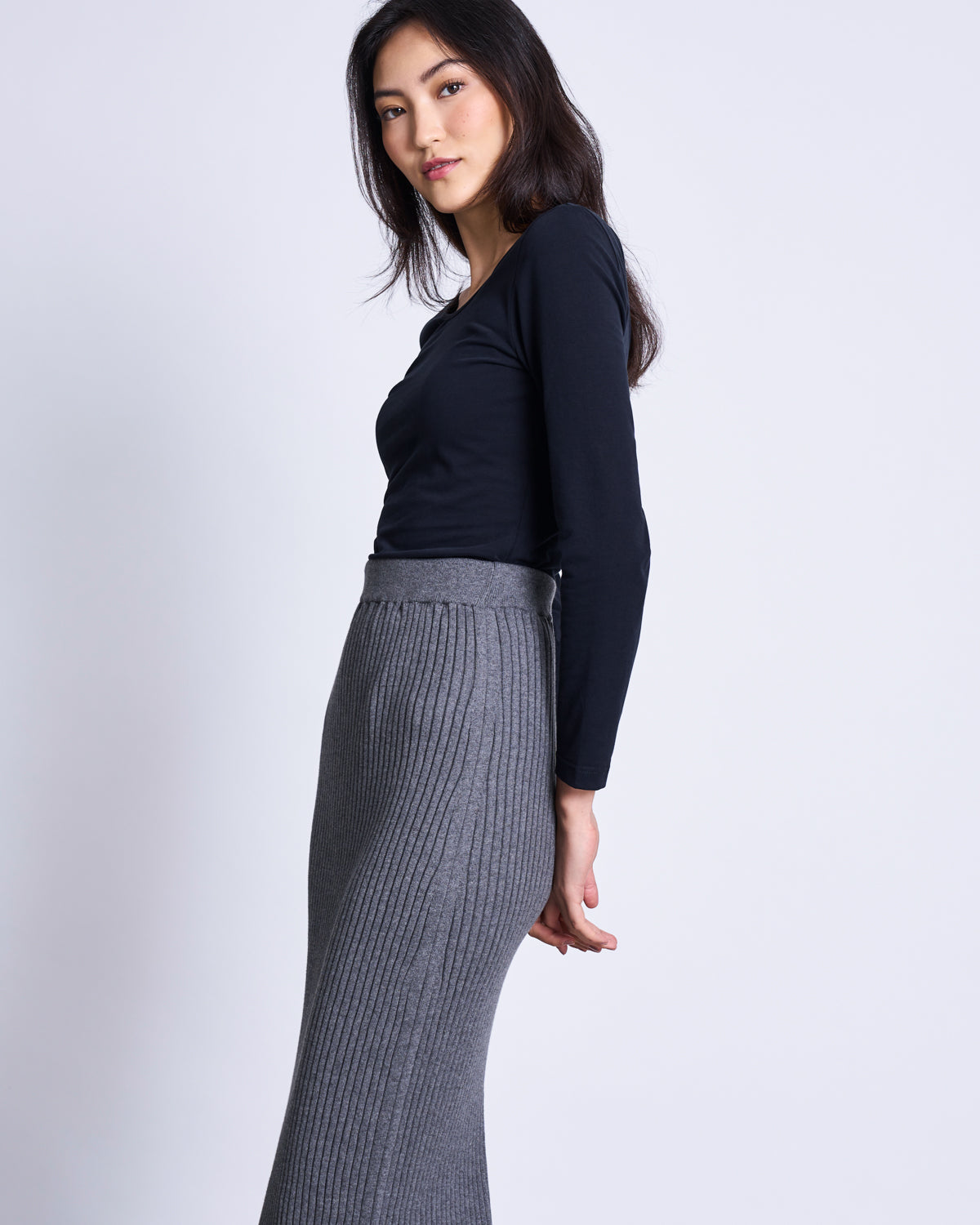 MIDI KNIT SKIRT EBBA DARK GREY GOTS Skirt jan-n-june 9