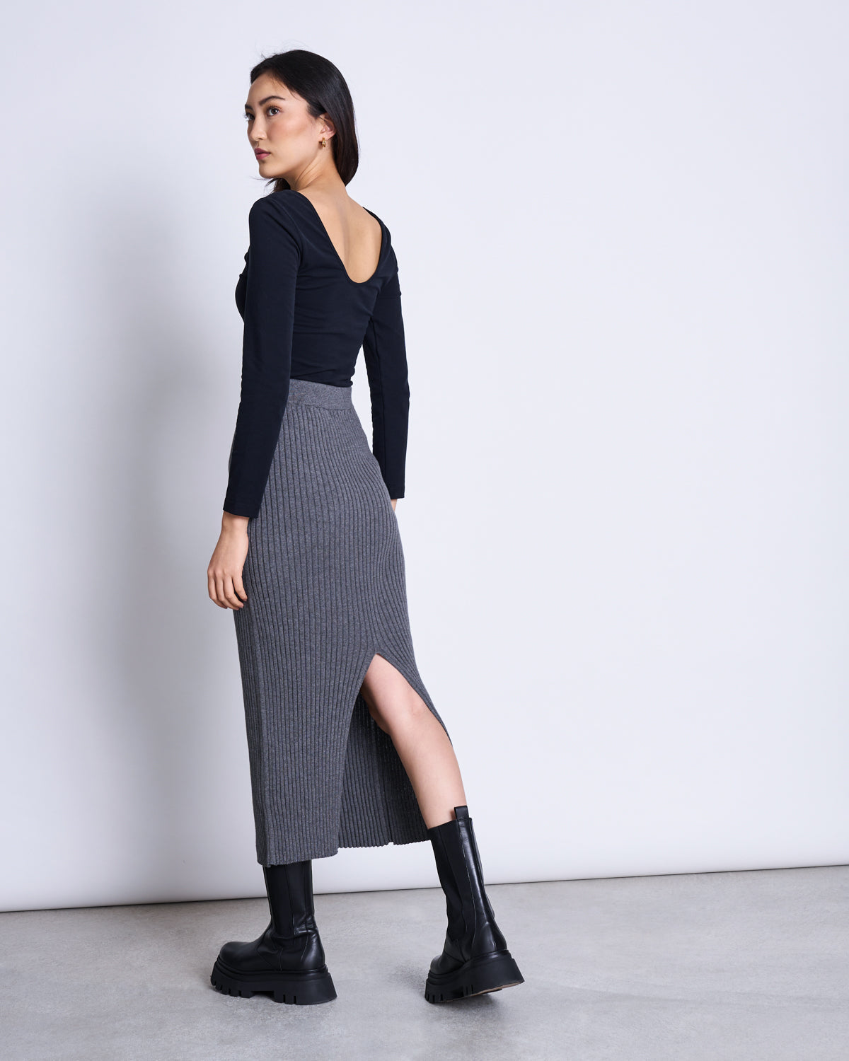 MIDI KNIT SKIRT EBBA DARK GREY GOTS Skirt jan-n-june 8