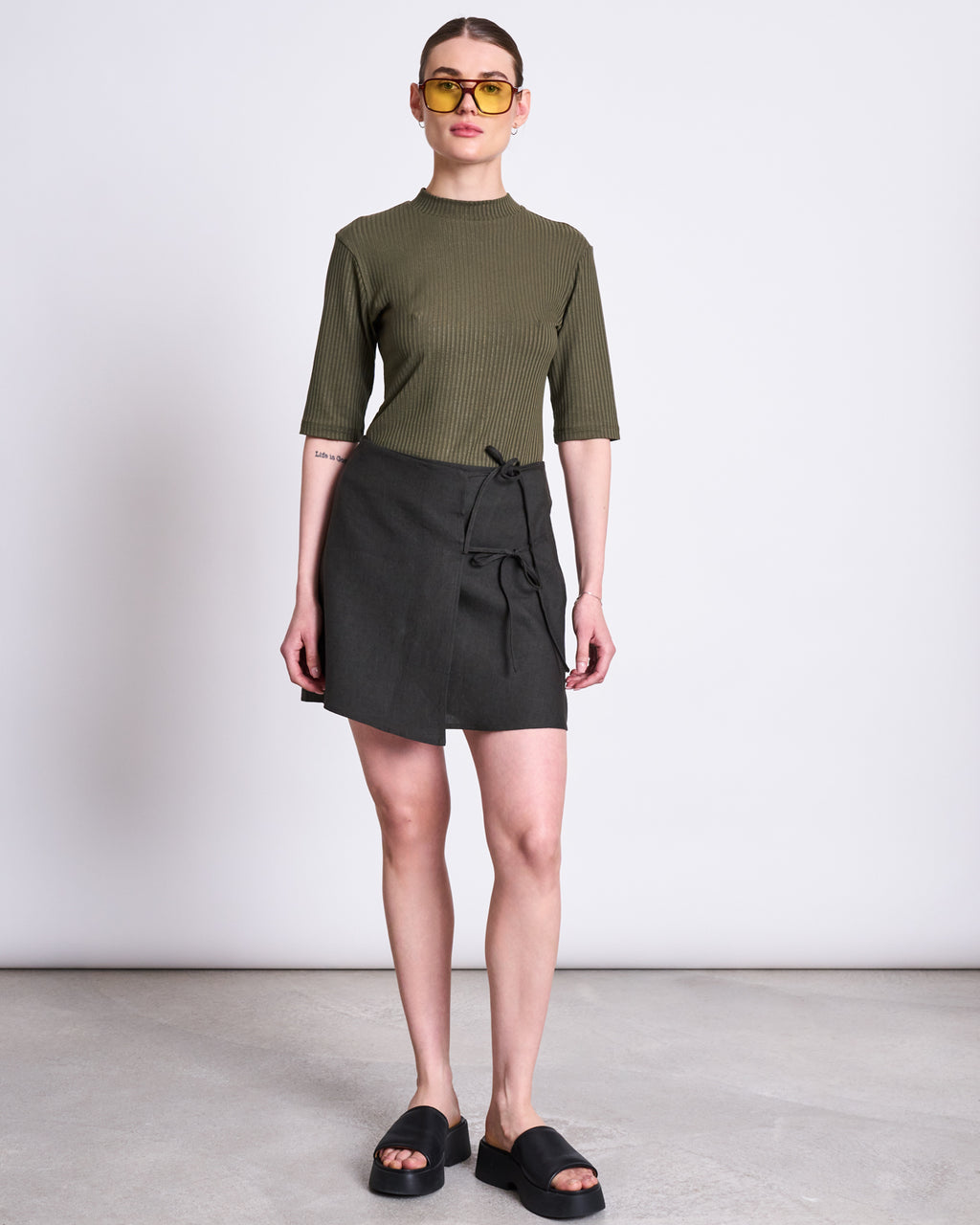 TENCEL™ LYOCELL RIB T-SHIRT NINA DARK OLIVE T-shirts jan-n-june 2