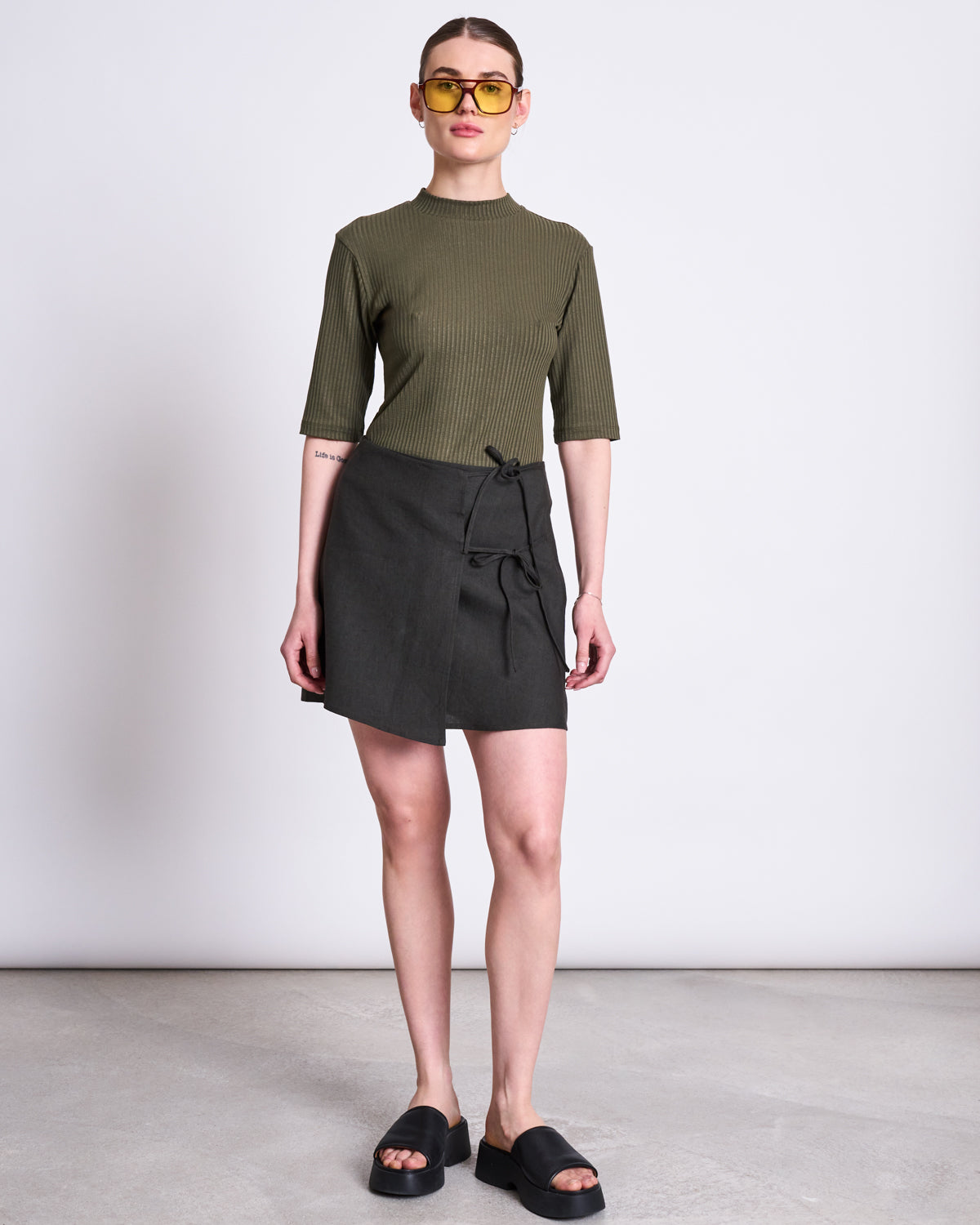 TENCEL™ LYOCELL RIB T-SHIRT NINA DARK OLIVE T-shirts jan-n-june 2
