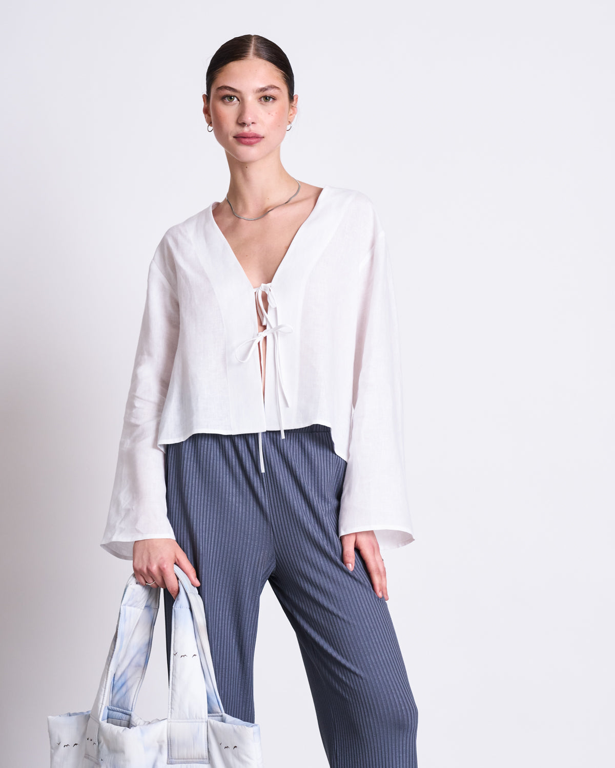 LINEN TIE BLOUSE SKAGEN WHITE Blouses jan-n-june 6