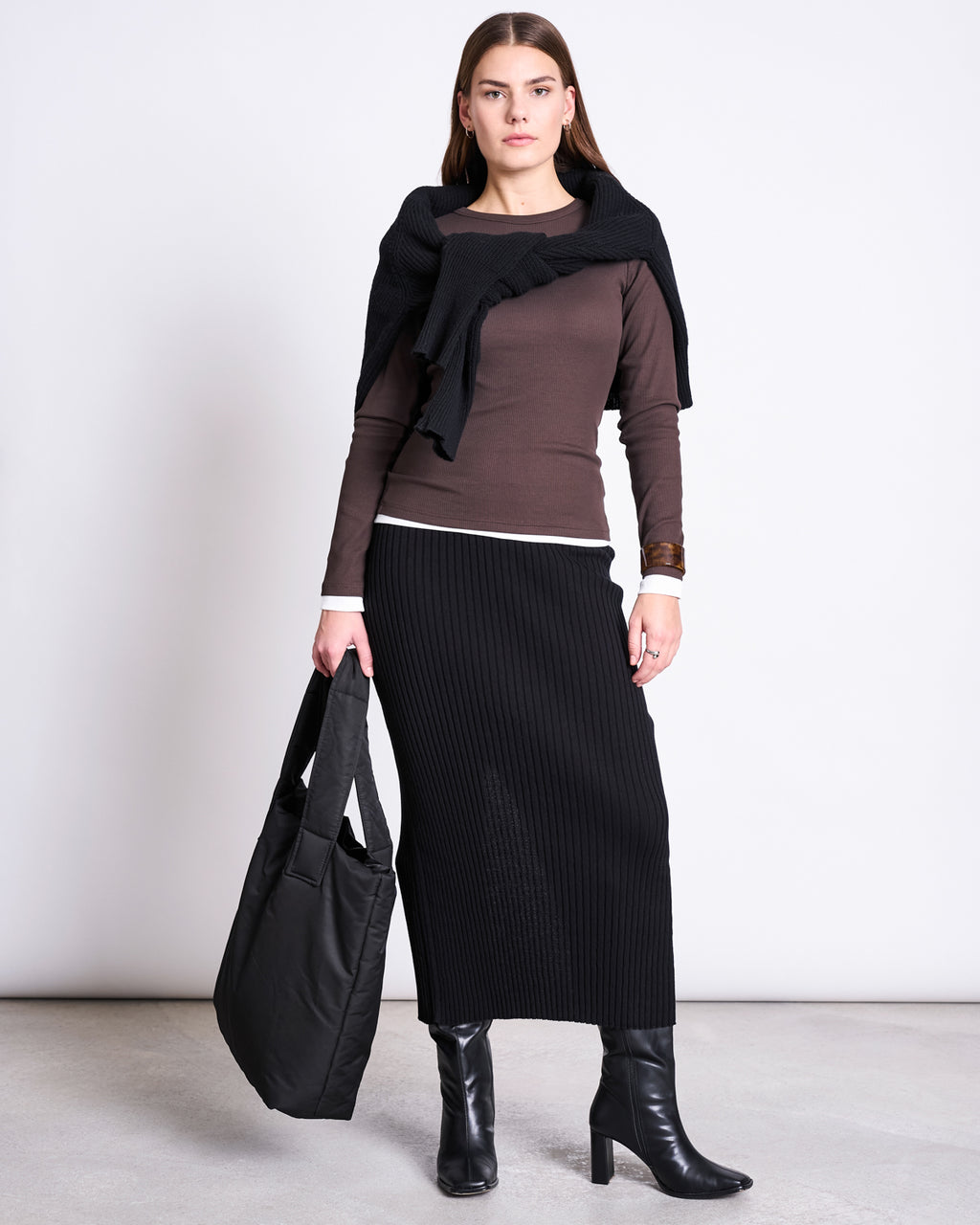 MIDI KNIT SKIRT EBBA BLACK GOTS Midi Skirt jan-n-june 1