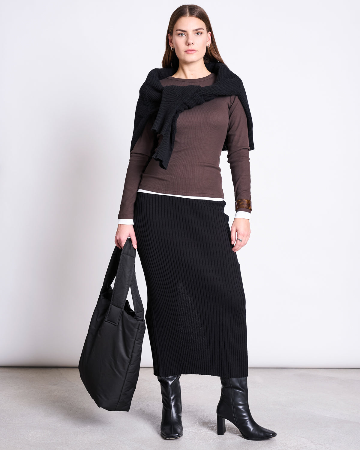 MIDI KNIT SKIRT EBBA BLACK GOTS Midi Skirt jan-n-june 1