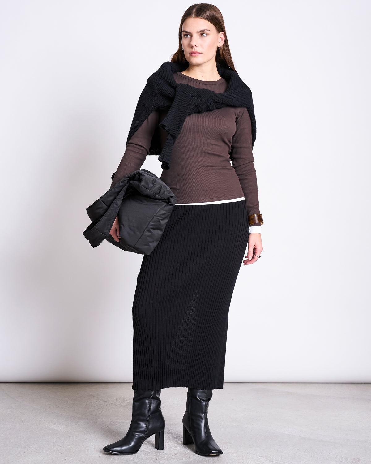 MIDI KNIT SKIRT EBBA BLACK GOTS Midi Skirt jan-n-june 2