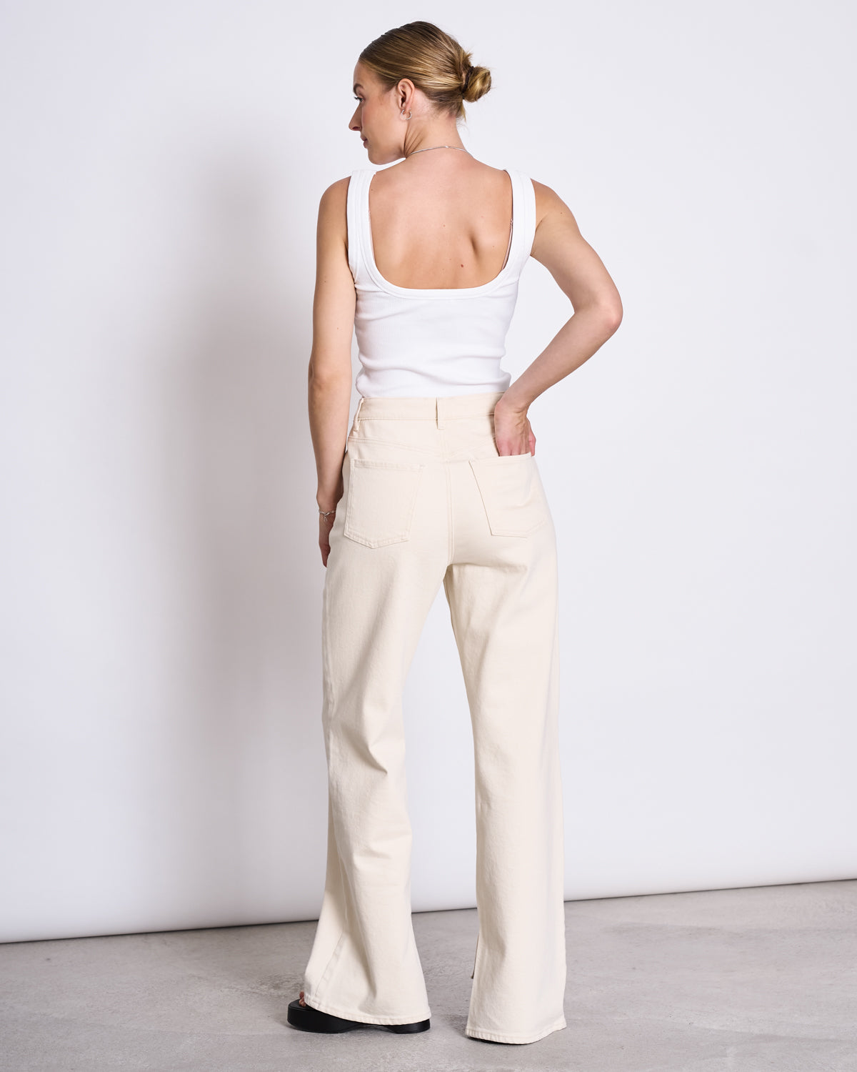 SLITTED WIDE LEG JEANS SELENE ECRU Jeans jan-n-june 5