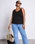 SLIP TOP TRIANGLE LINEN BLACK GOTS tops jan-n-june 1