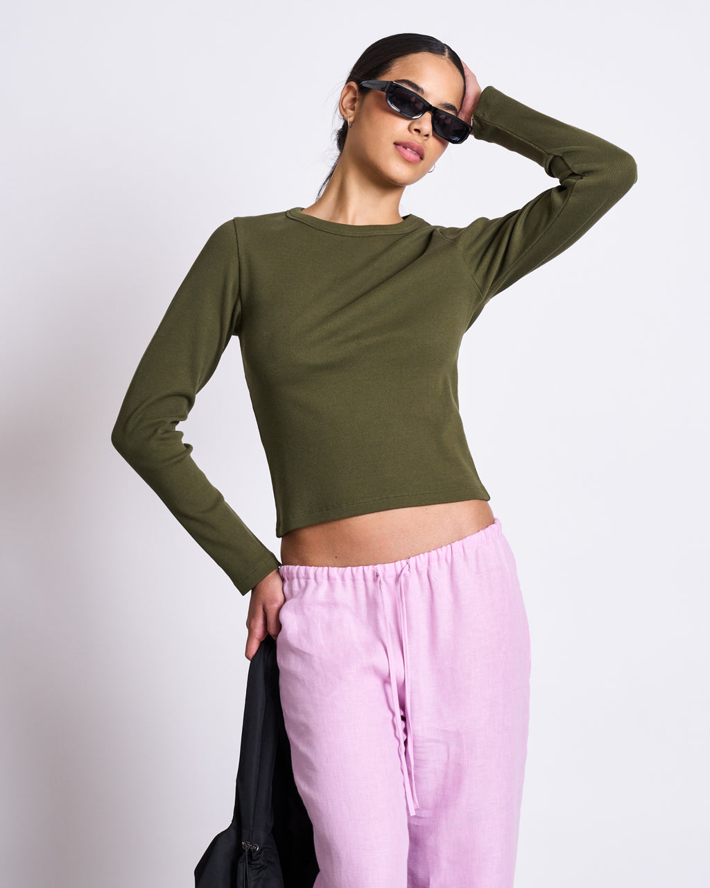 RIB LONGSLEEVE MURI DARK OLIVE GOTS Longsleeves jan-n-june 2