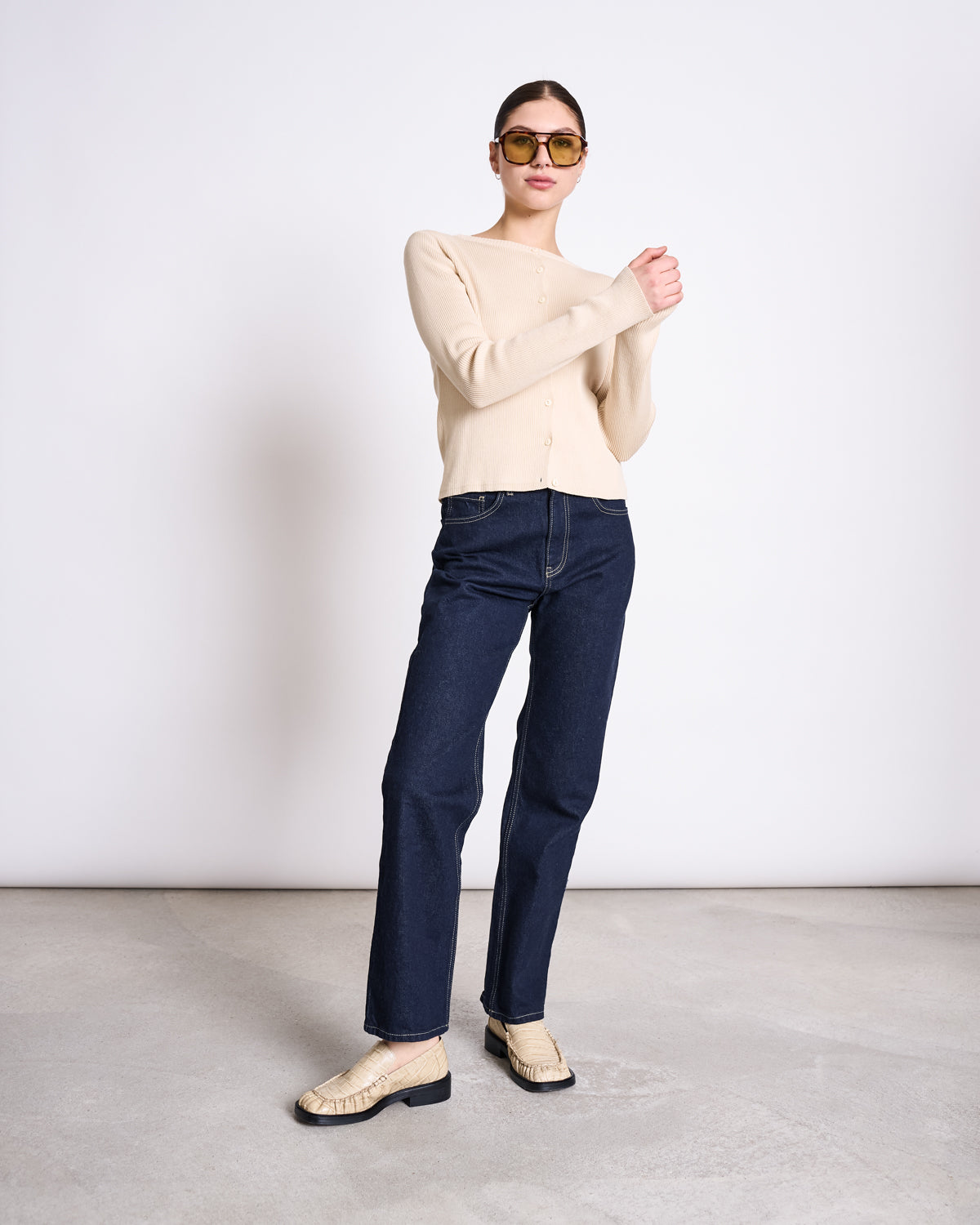CREWNECK CARDIGAN GLIMT BEIGE GOTS Cardigan jan-n-june 1