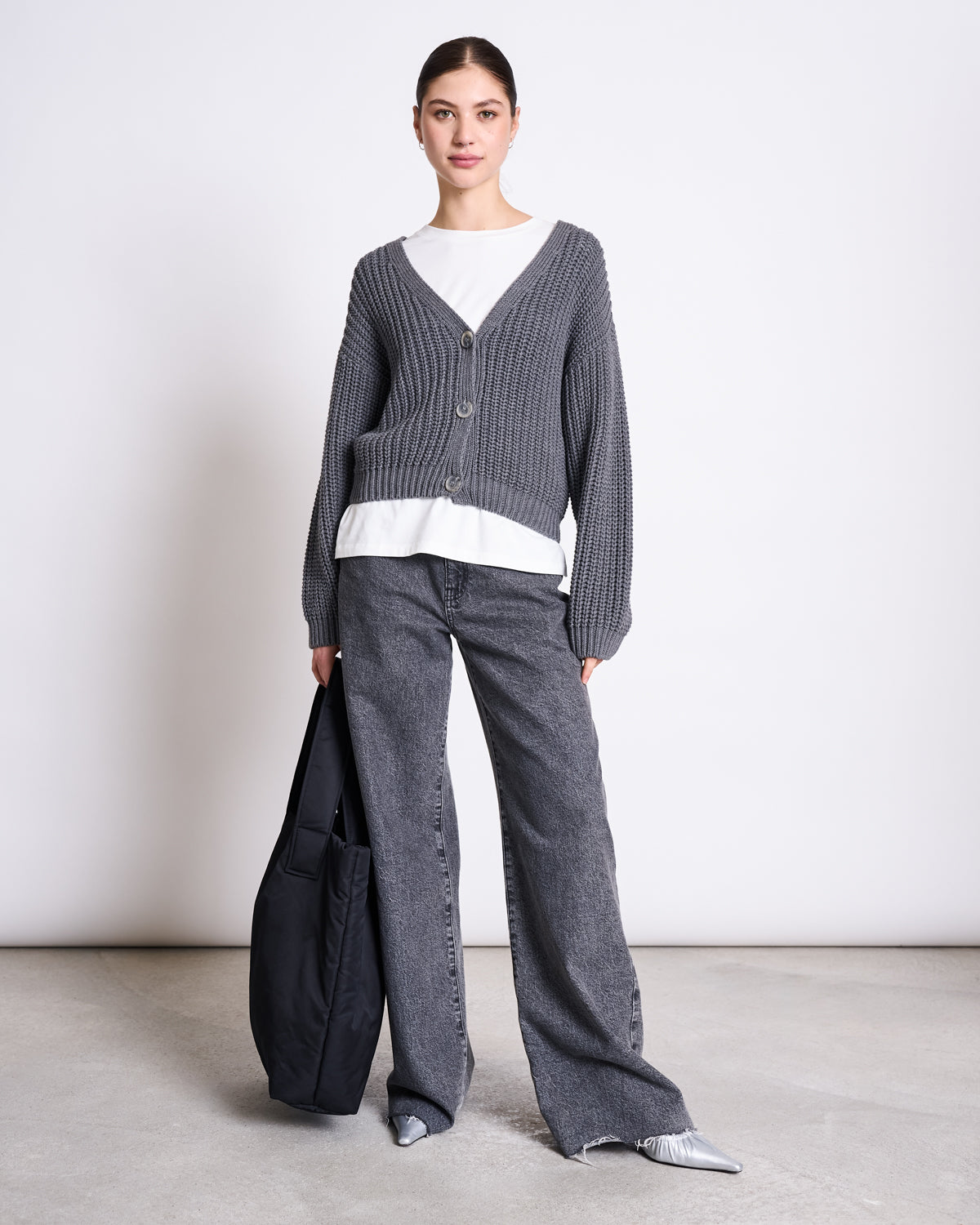 CHUNKY CARDIGAN LENA DARK GREY GOTS Knit Wear jan-n-june 2