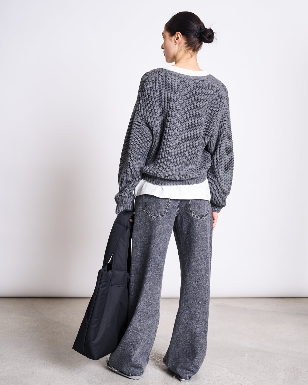 CHUNKY CARDIGAN LENA DARK GREY GOTS Knit Wear jan-n-june 3