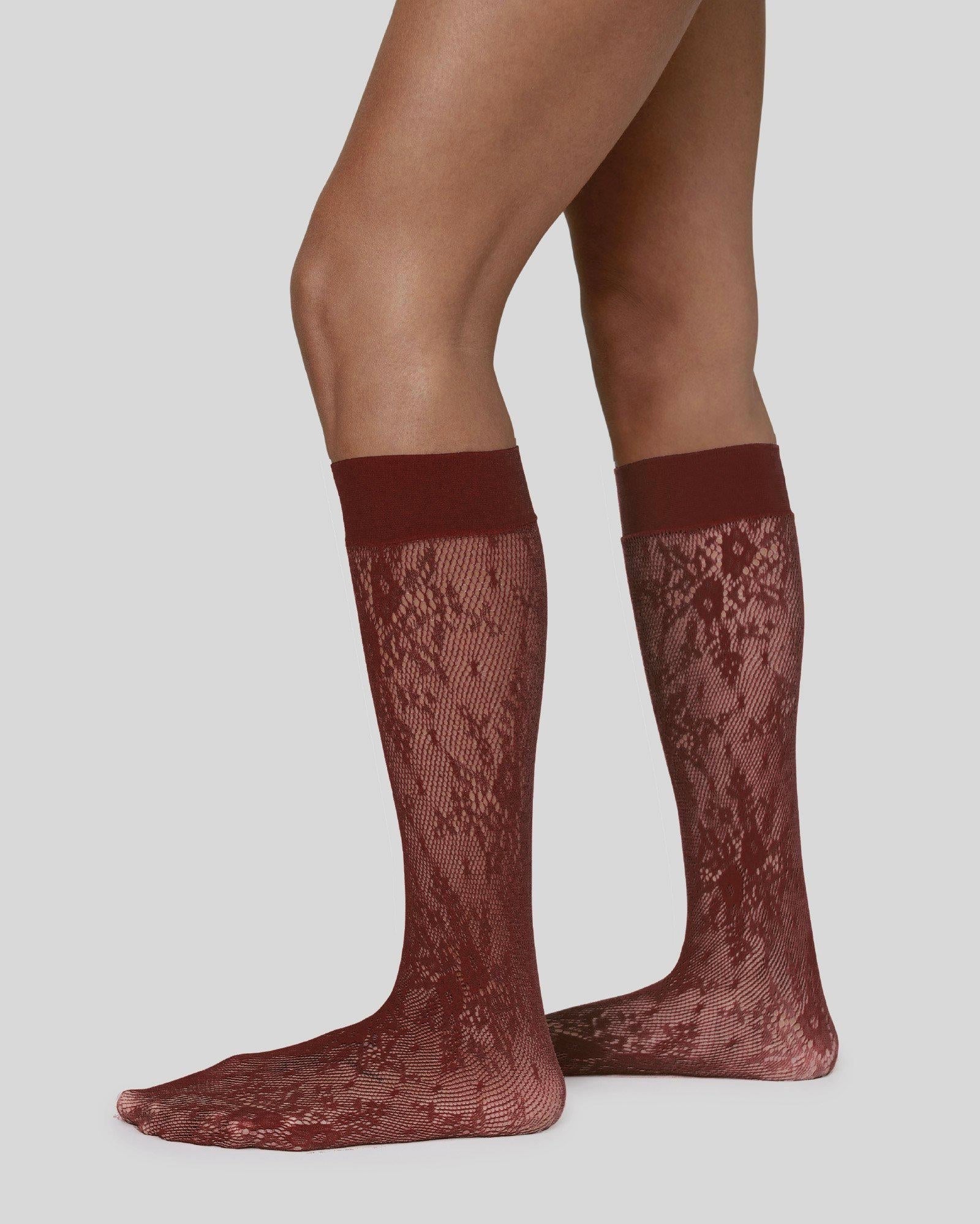SWEDISH STOCKINGS ROSA LACE KNEE-HIGHS DEEP RED socks jan-n-june 1