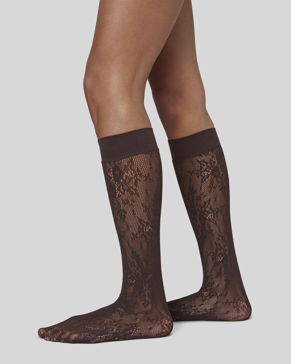 SWEDISH STOCKINGS ROSA LACE KNEE-HIGHS DARK BROWN socks jan-n-june 1