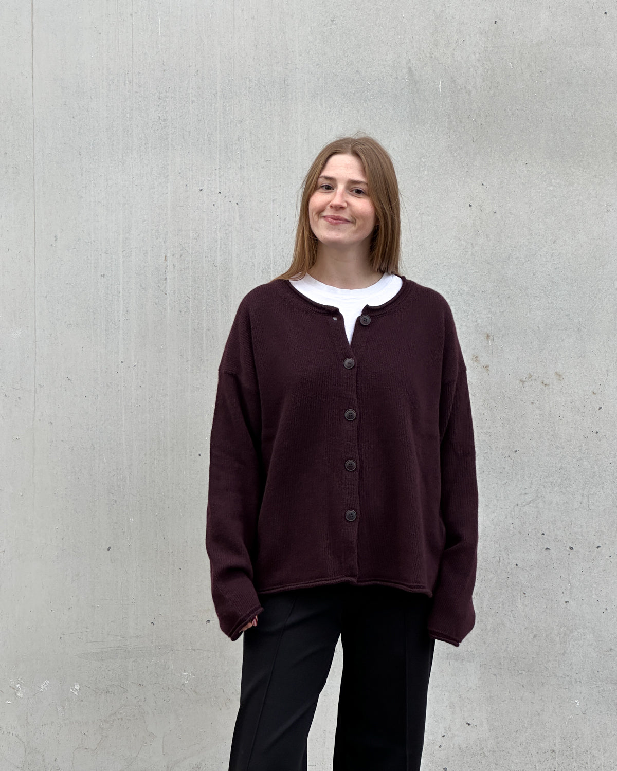 OVERSIZED WOOL CARDIGAN TINCO CHERRY LACQUER GOTS Cardigan jan-n-june 1