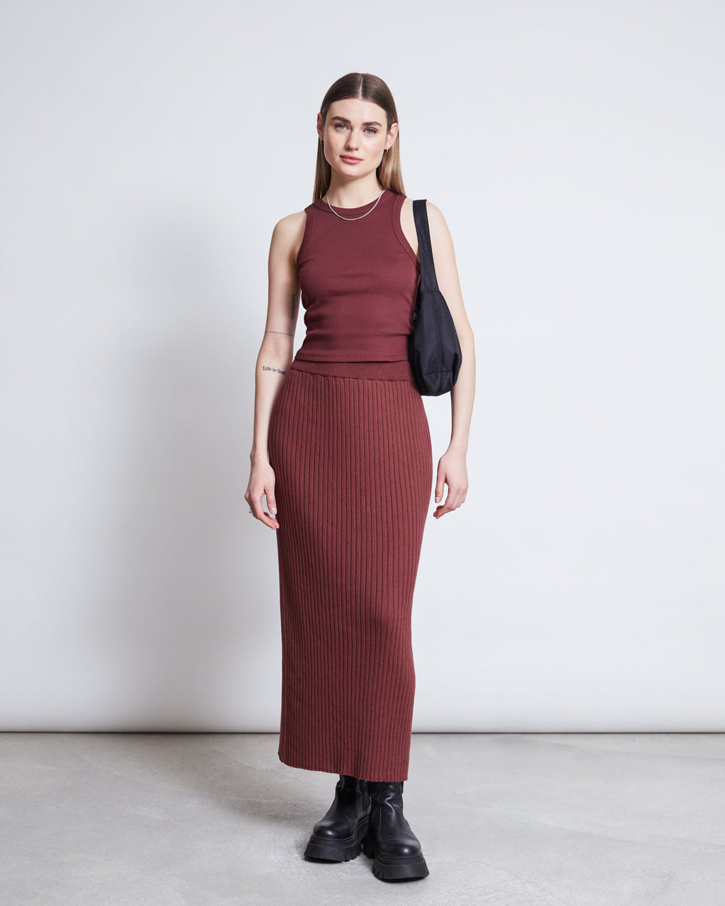 MIDI KNIT SKIRT EBBA INTENSE RUST GOTS jan-n-june 5
