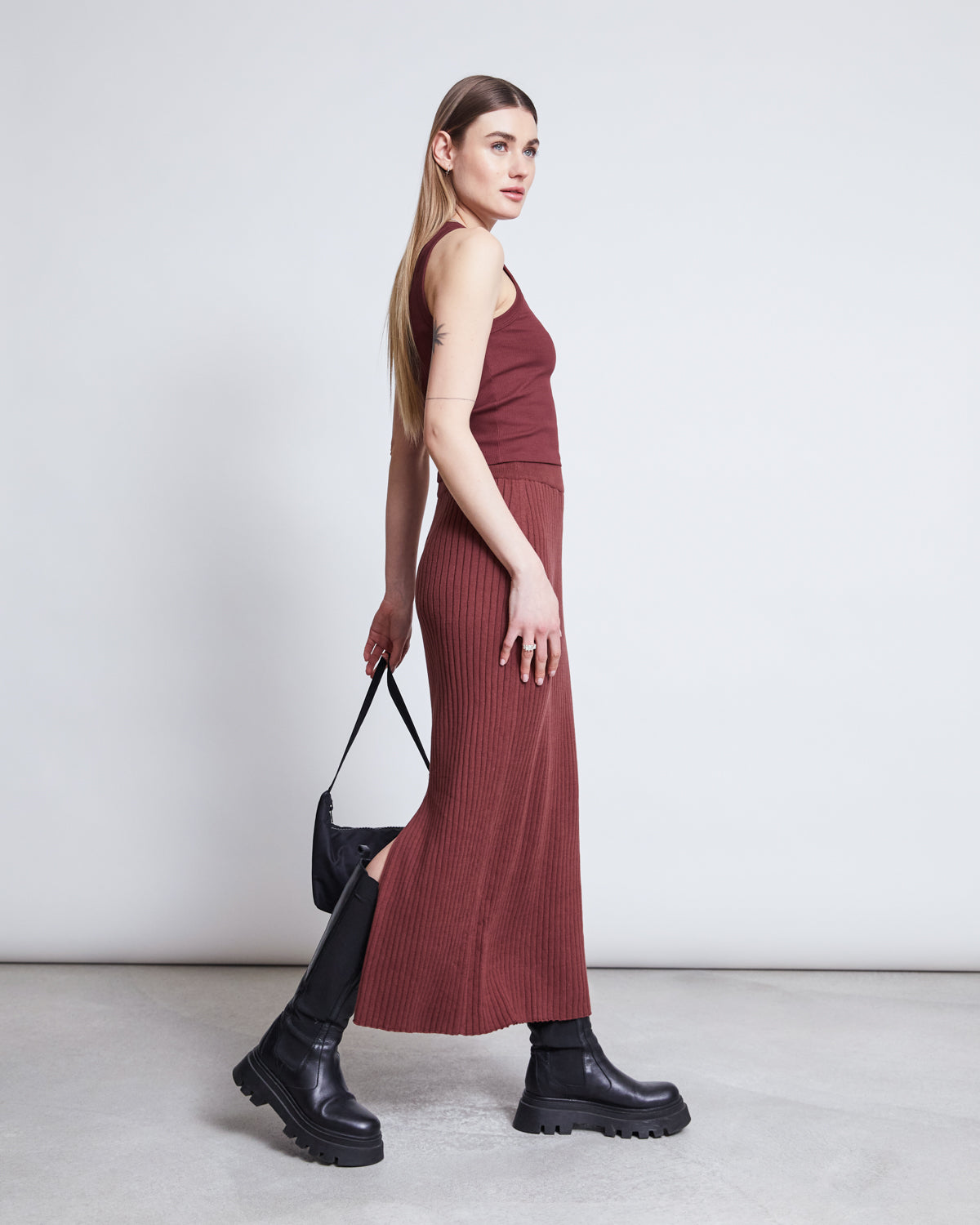 MIDI KNIT SKIRT EBBA INTENSE RUST GOTS jan-n-june 6