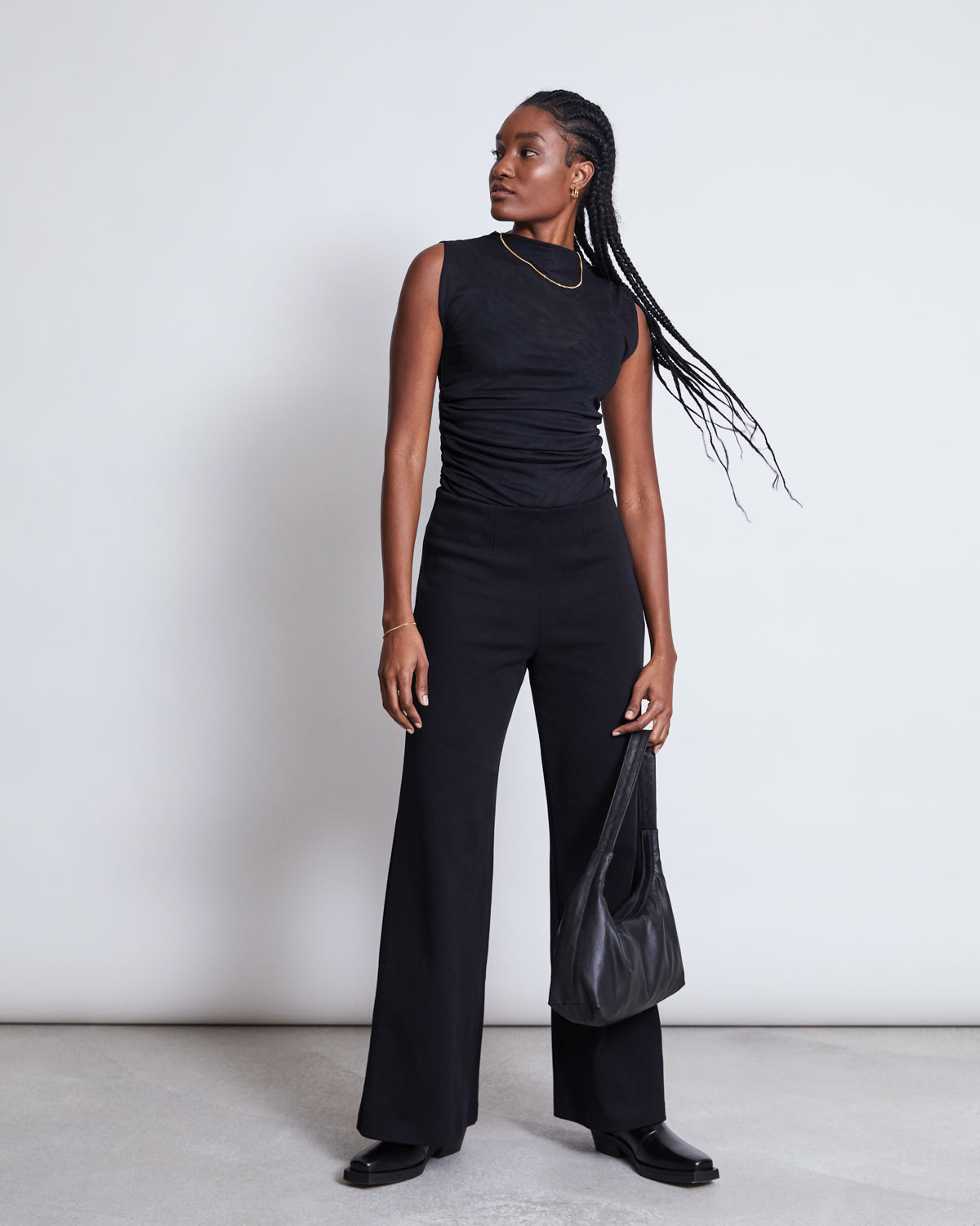 RUFFLE MESH TOP LAGUNA BLACK T-shirt jan-n-june 13