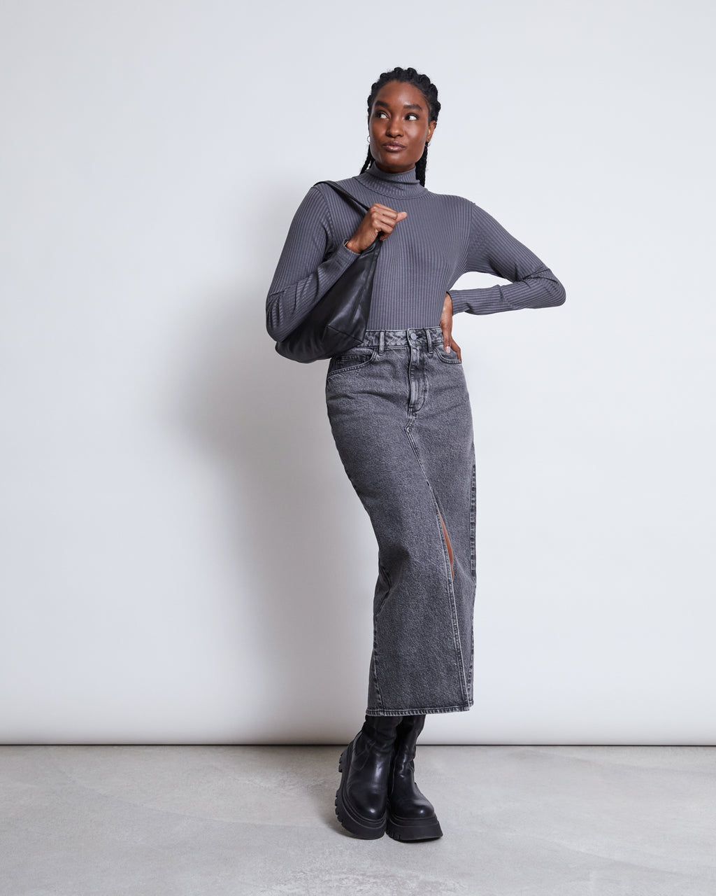 TENCEL™ LYOCELL TURTLENECK MIO DARK GREY Longsleeve jan-n-june 4