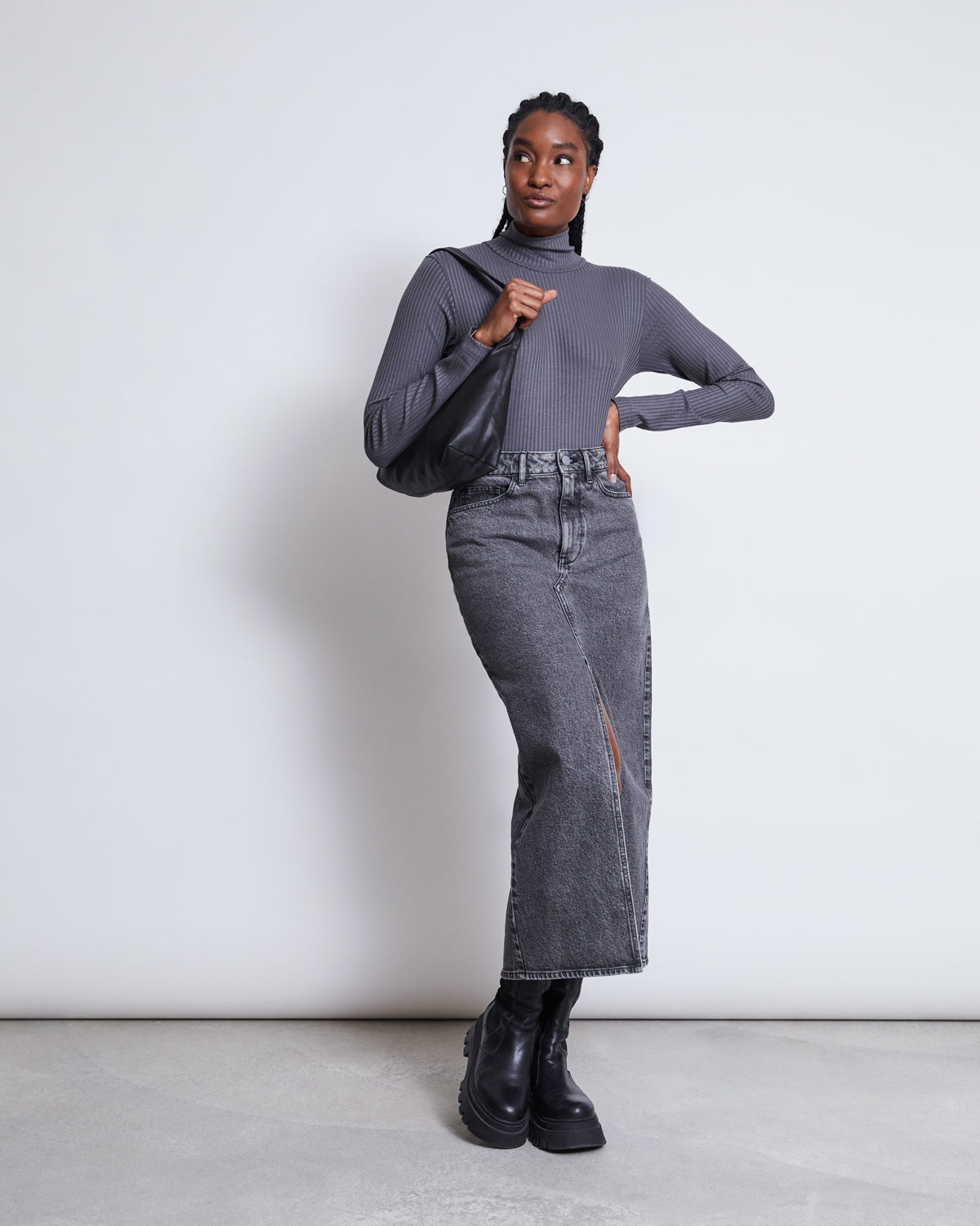 TENCEL™ LYOCELL TURTLENECK MIO DARK GREY Longsleeve jan-n-june 4