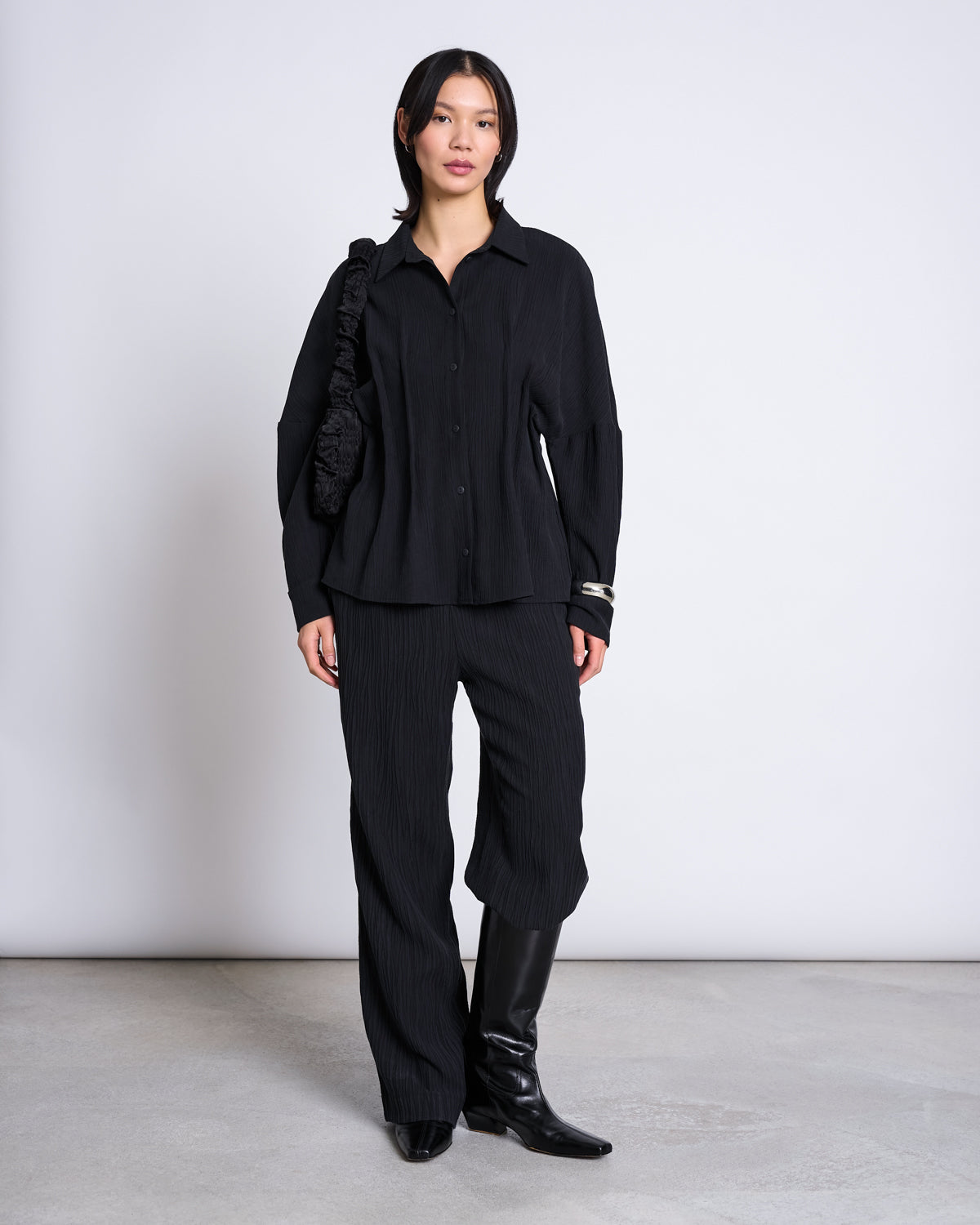 GATHERED BLOUSE CALVA BLACK Blouse jan-n-june 1