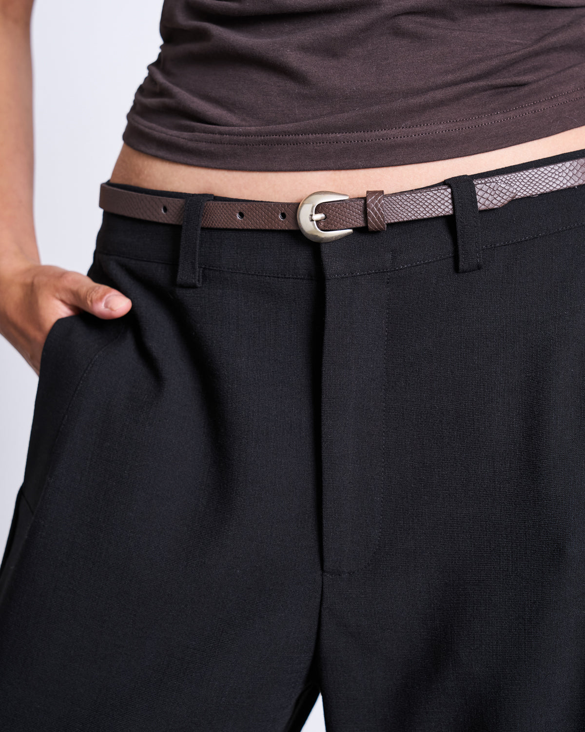 THIN WESTERN BELT SERYL SNAKE BROWN SILVER Accessories jan-n-june 2