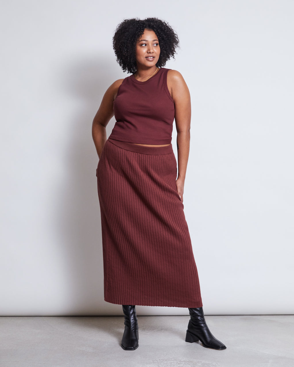 MIDI KNIT SKIRT EBBA INTENSE RUST GOTS jan-n-june 3