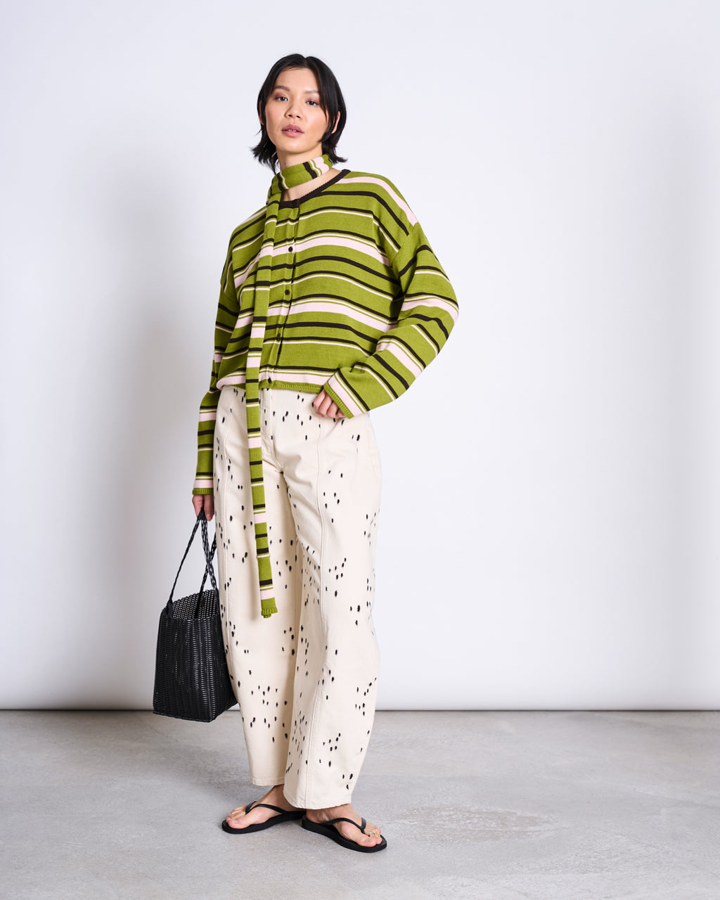 LIGHT CARDIGAN ASAS SPINACH STRIPED GOTS Cardigan jan-n-june 2