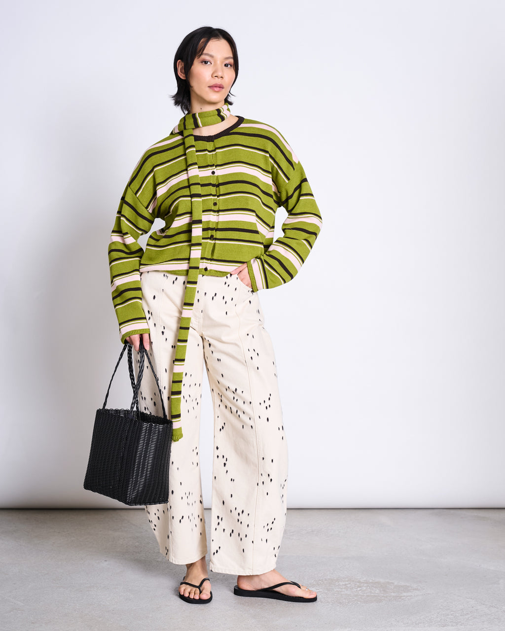 LIGHT CARDIGAN ASAS SPINACH STRIPED GOTS Cardigan jan-n-june 1