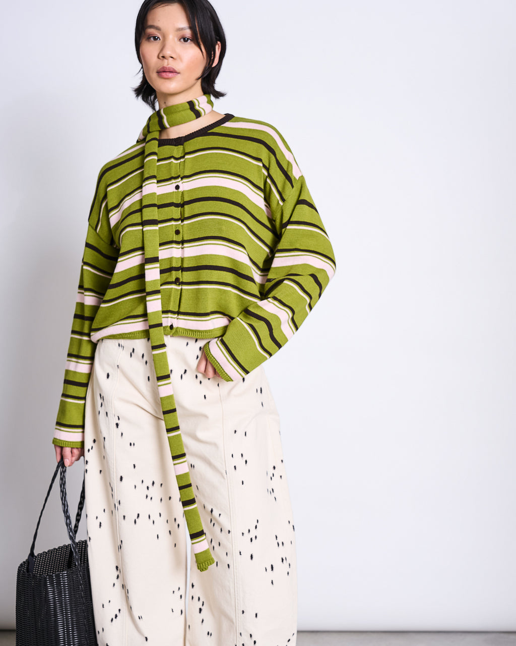 LIGHT CARDIGAN ASAS SPINACH STRIPED GOTS Cardigan jan-n-june 3
