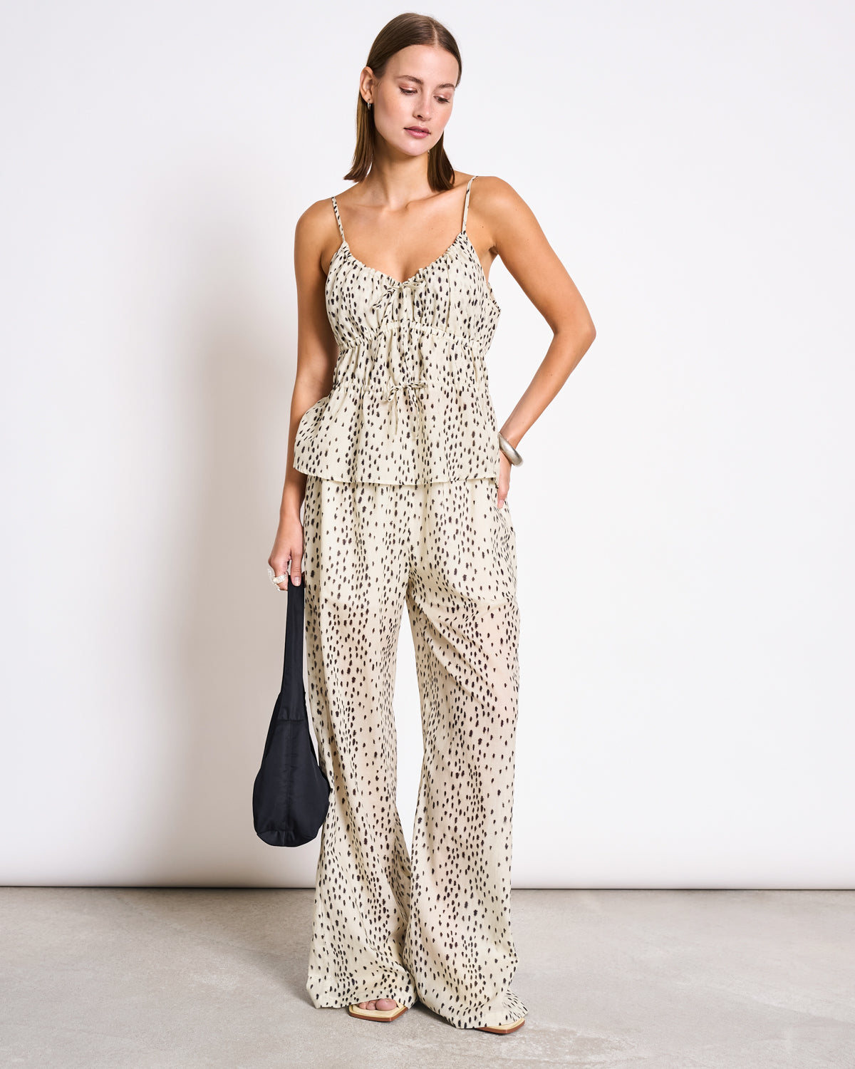 SPAGHETTI TIE TOP EBUR DALMATIAN DOTS T-shirt jan-n-june 2