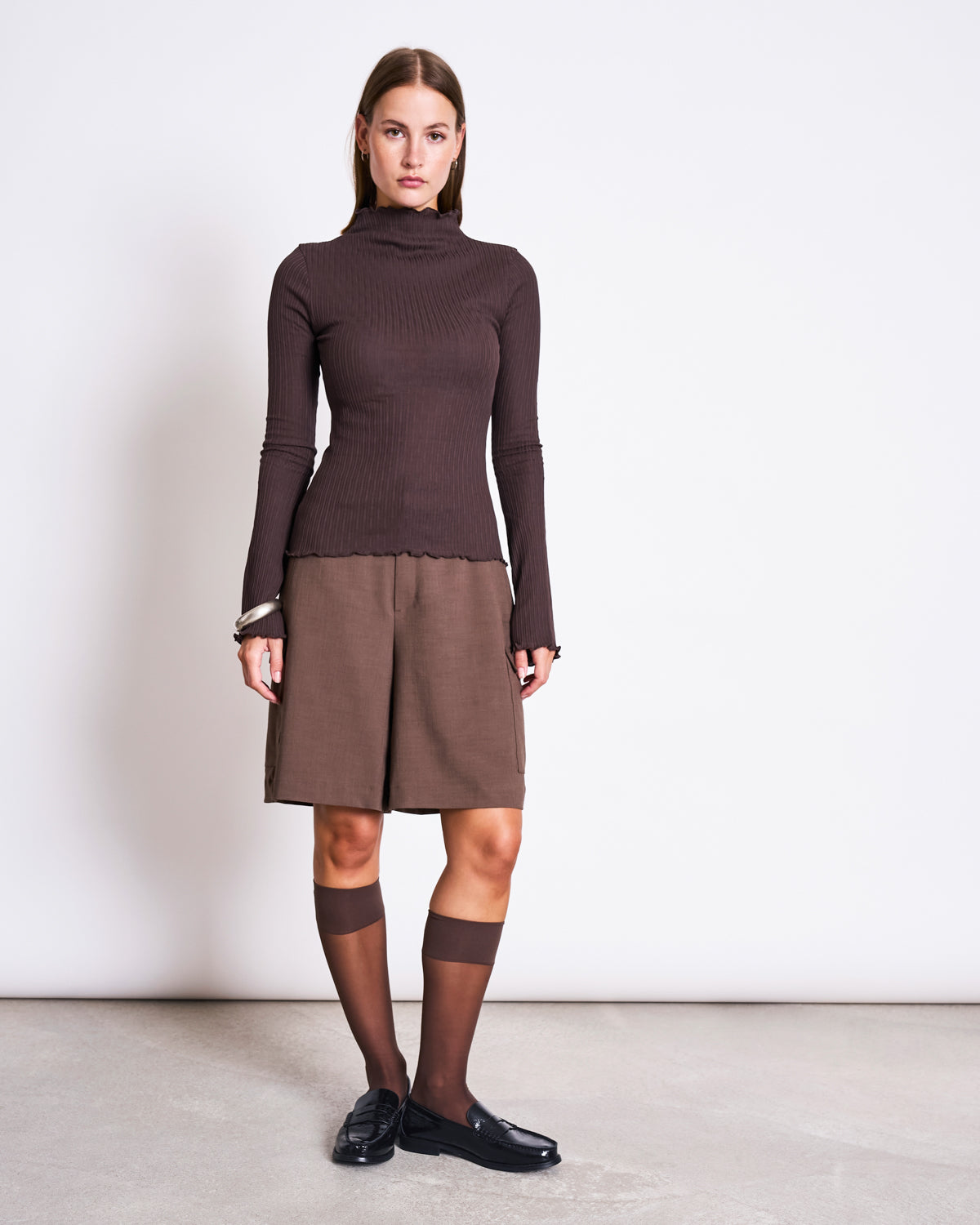 RAISED COLLAR LONGSLEEVE CANNA MUD GOTS Longsleeve jan-n-june 1