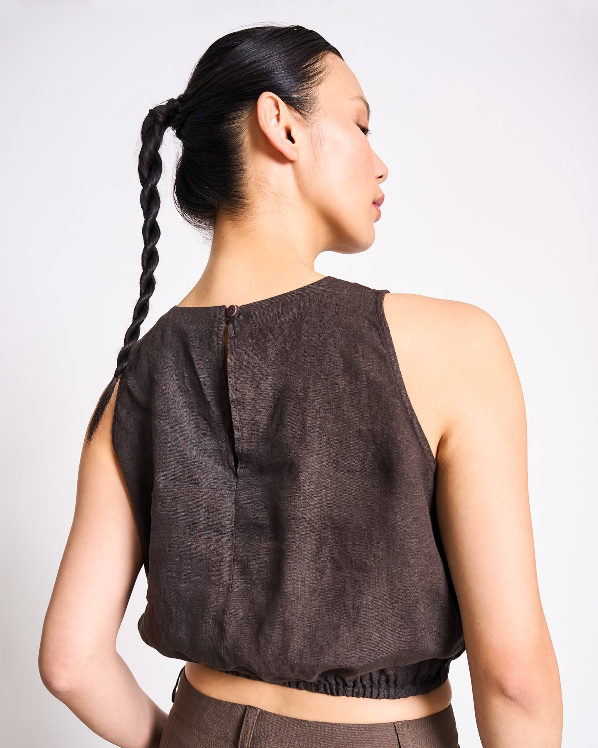 CROPPED LINEN TOP LUPIN MUD T-shirt jan-n-june 2