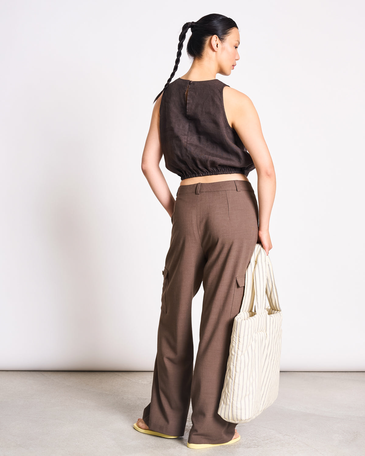 CROPPED LINEN TOP LUPIN MUD T-shirt jan-n-june 5