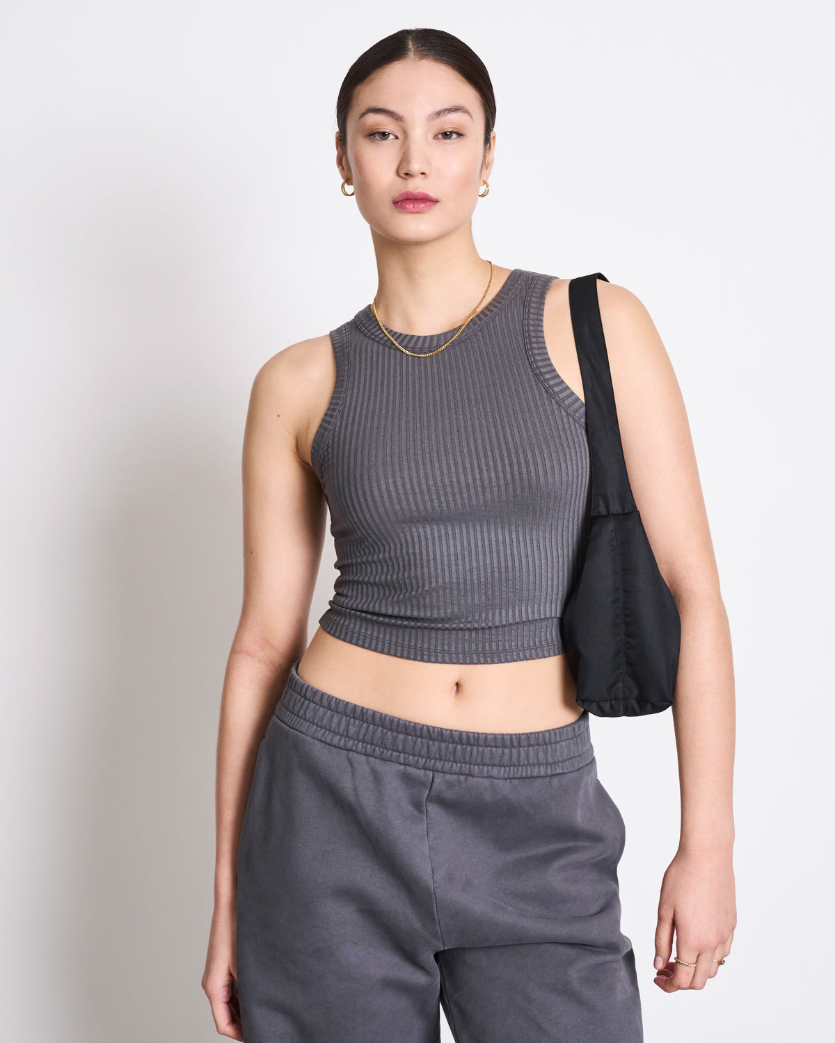 TENCEL™ LYOCELL RIB TANK TOP PORTO DARK GREY T-shirt jan-n-june 1