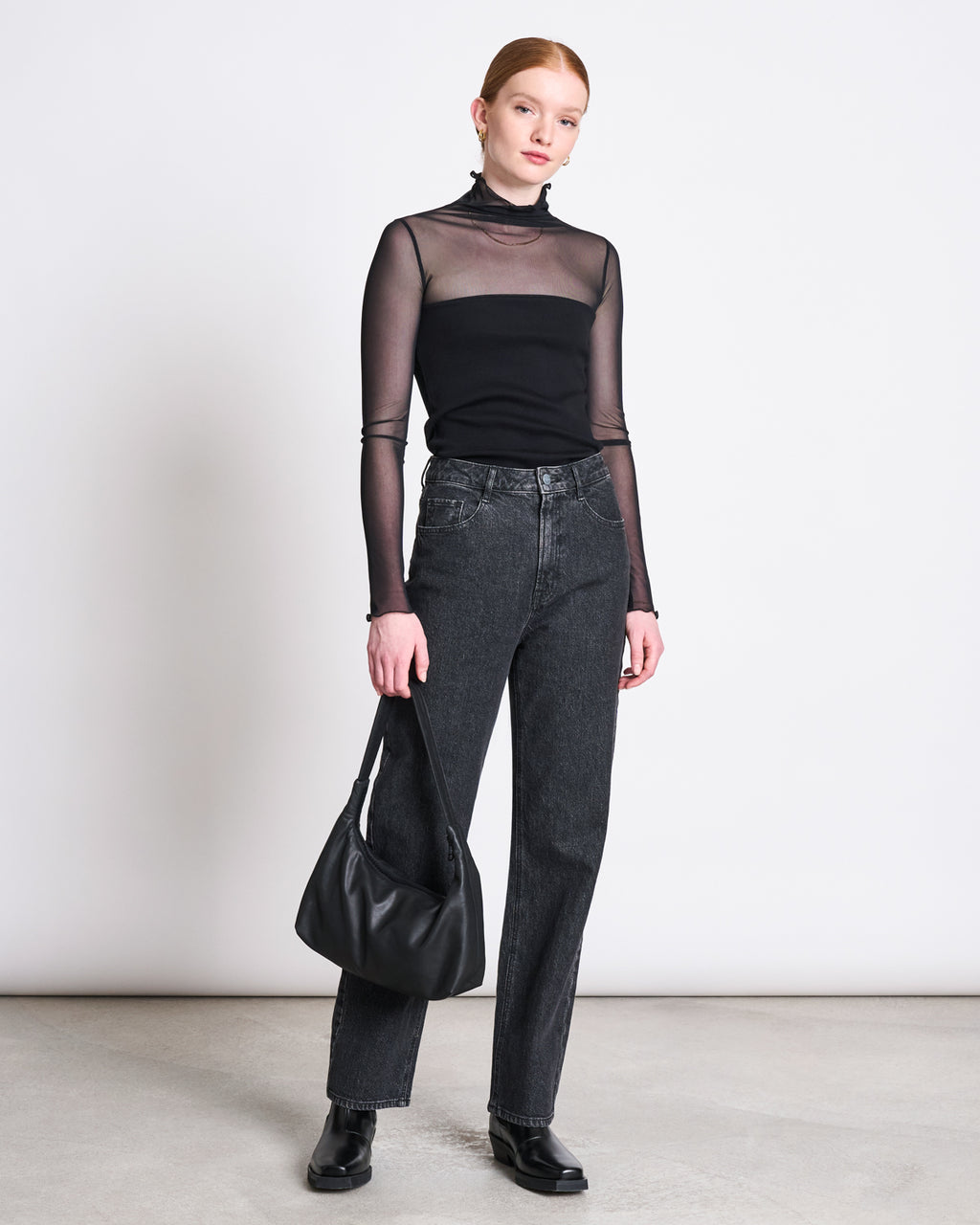 MESH TURTLENECK PLUIE BLACK T-shirt jan-n-june 2